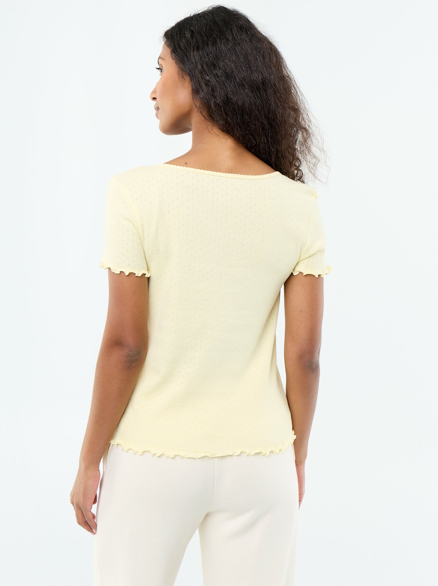 Tee-shirt de pyjama en maille pointelle - Jaune