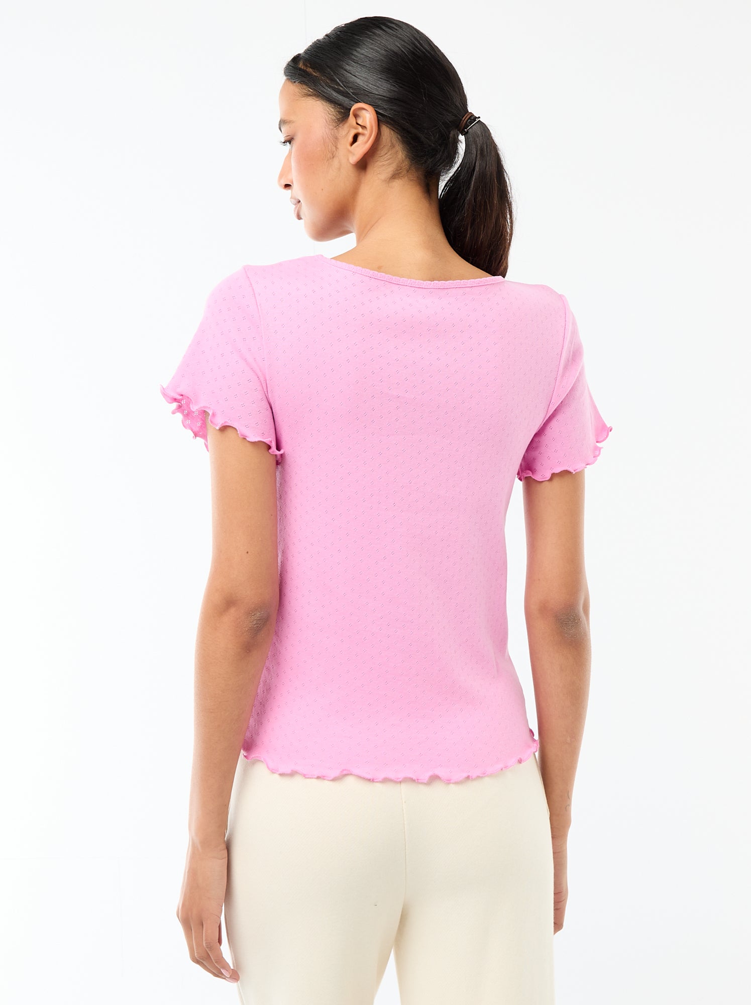 Tee-shirt de pyjama en maille pointelle - Rose