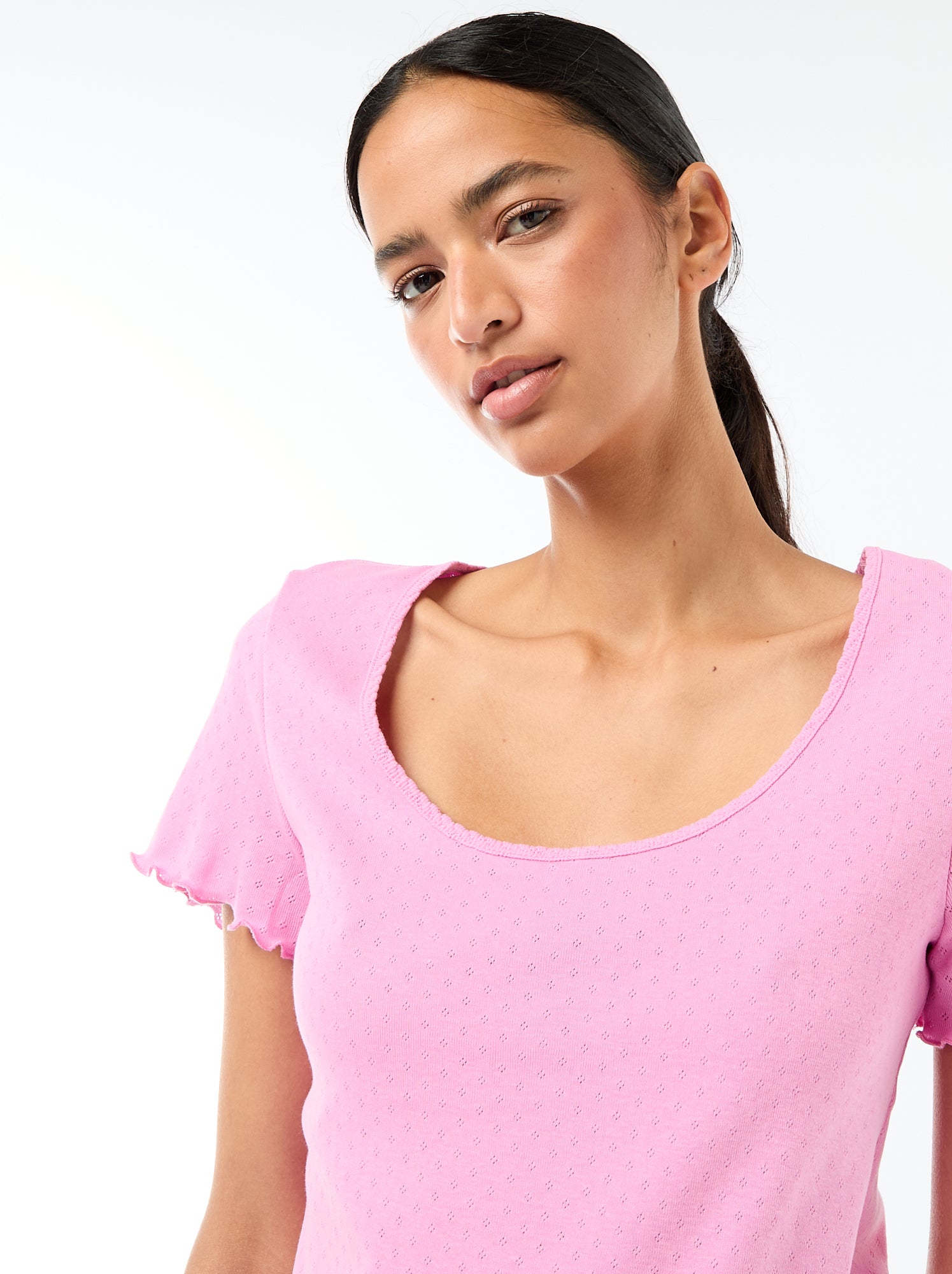 Tee-shirt de pyjama en maille pointelle - Rose