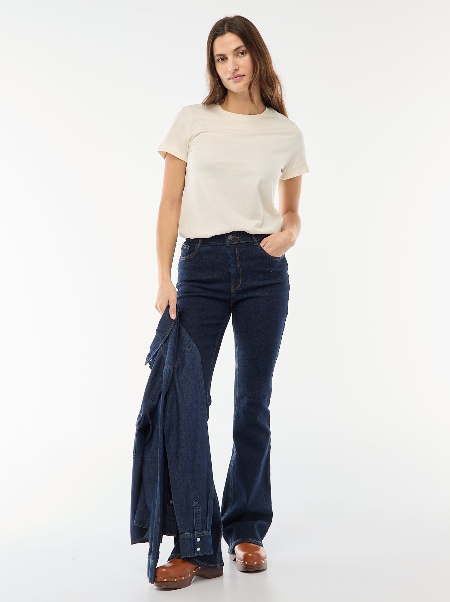 Tee-shirt en jersey manches courtes - Ecru