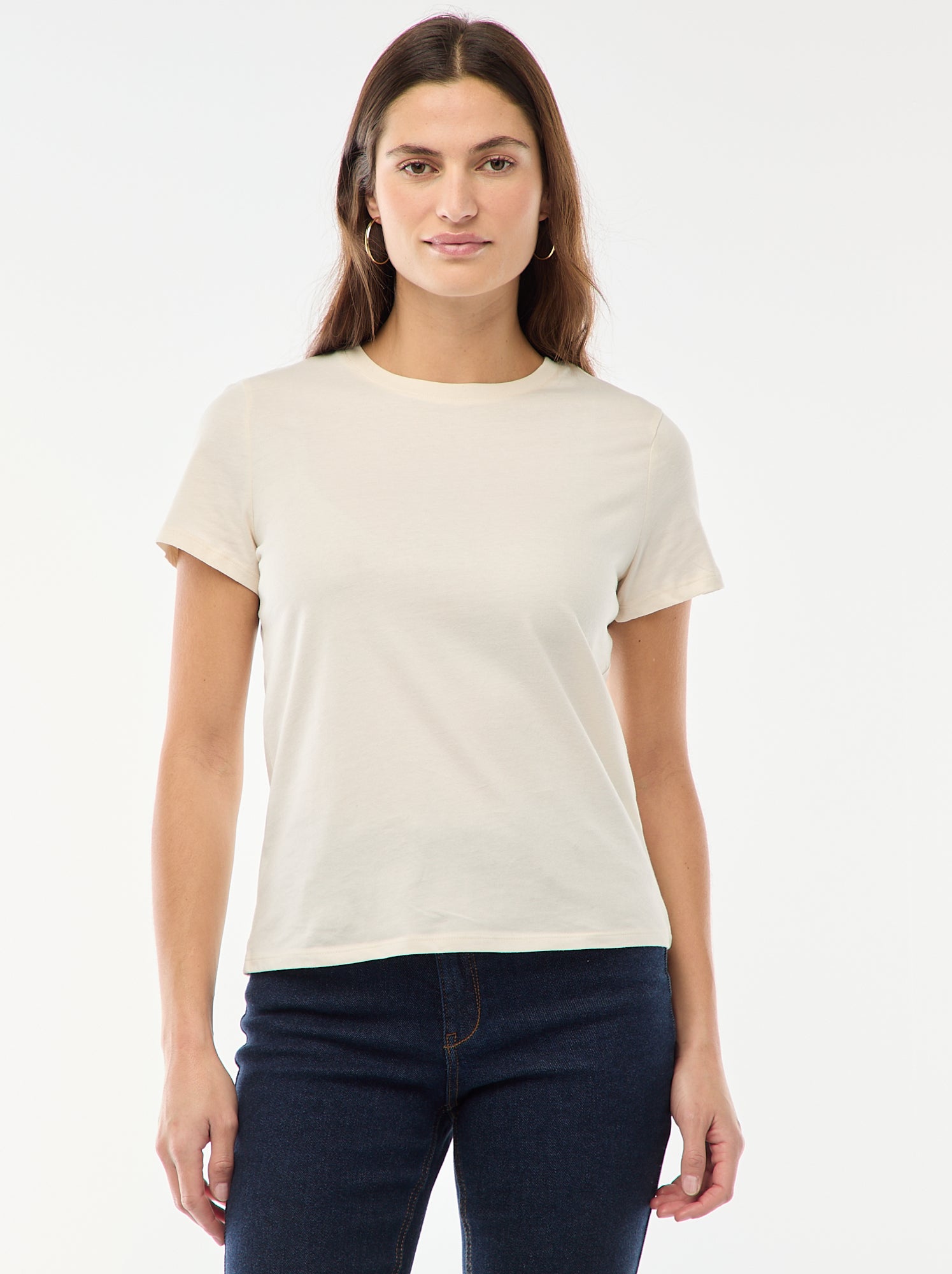 Tee-shirt en jersey manches courtes - Ecru