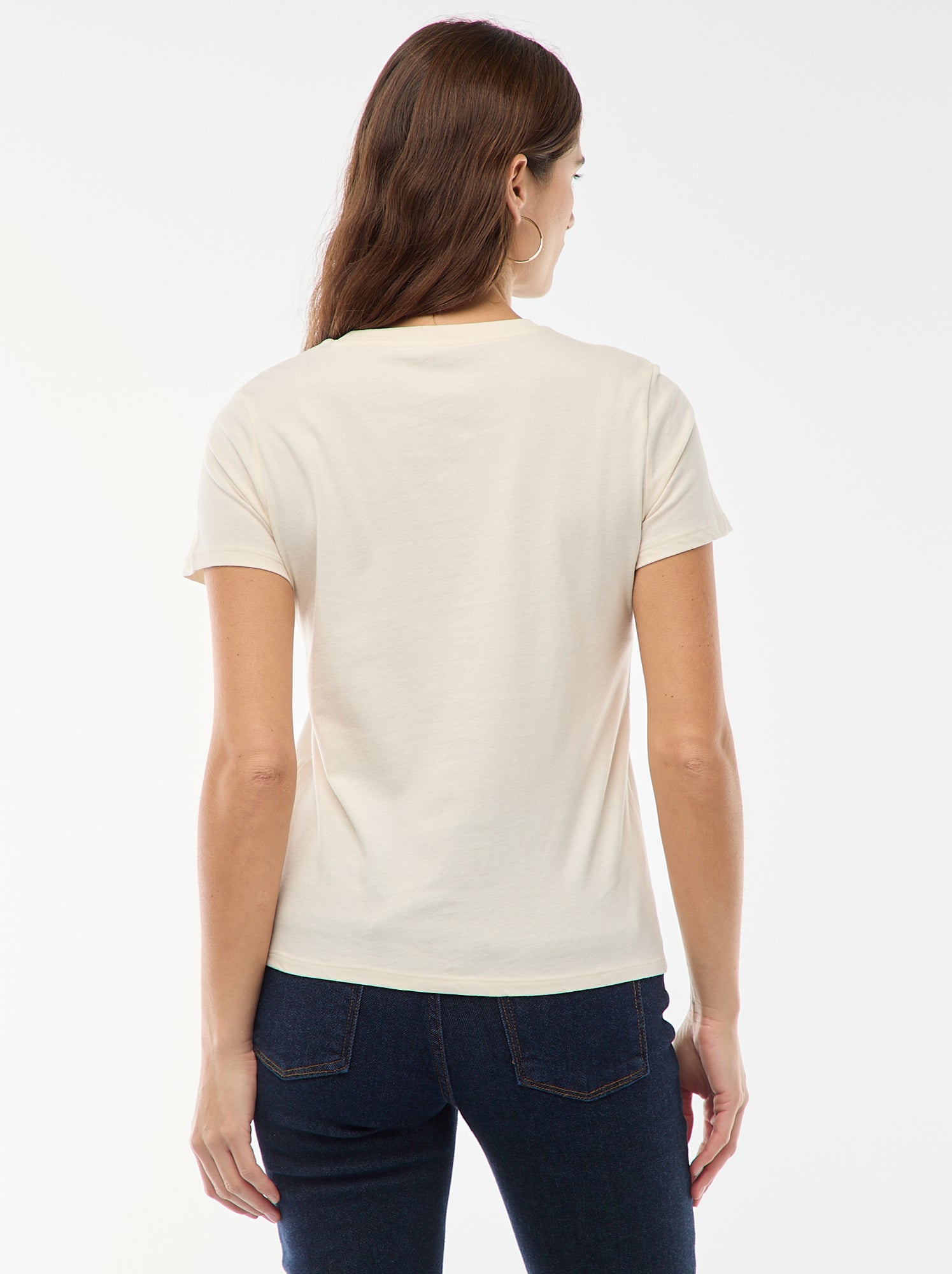 Tee-shirt en jersey manches courtes - Ecru