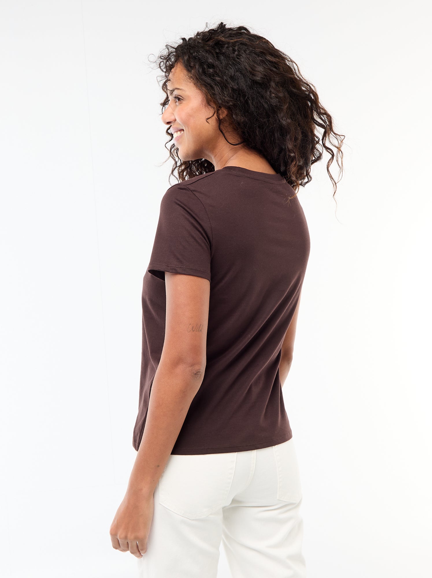 Tee-shirt en jersey manches courtes - Marron