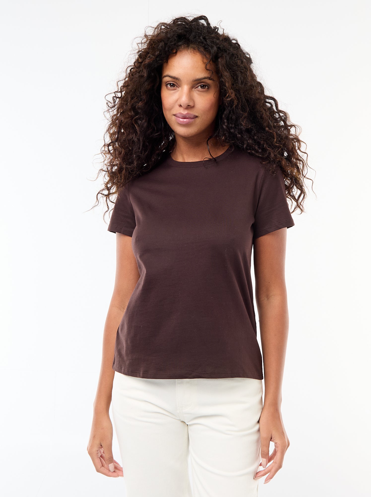 Tee-shirt en jersey manches courtes - Marron