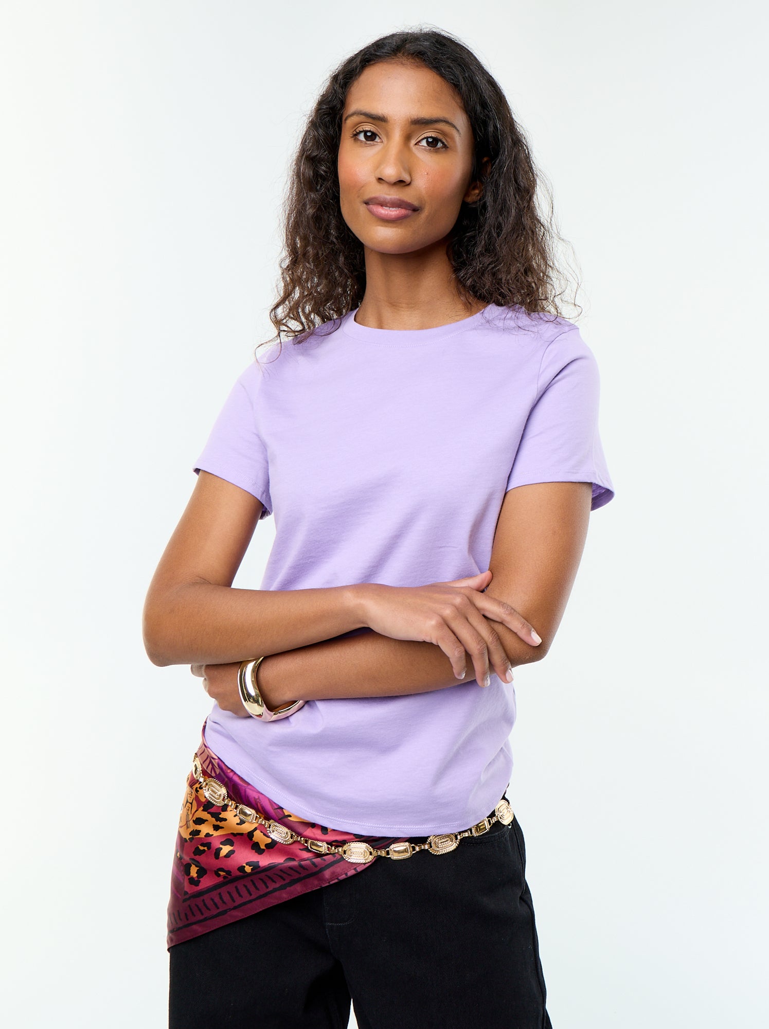 Tee-shirt en jersey manches courtes - Violet (ESW74_33)