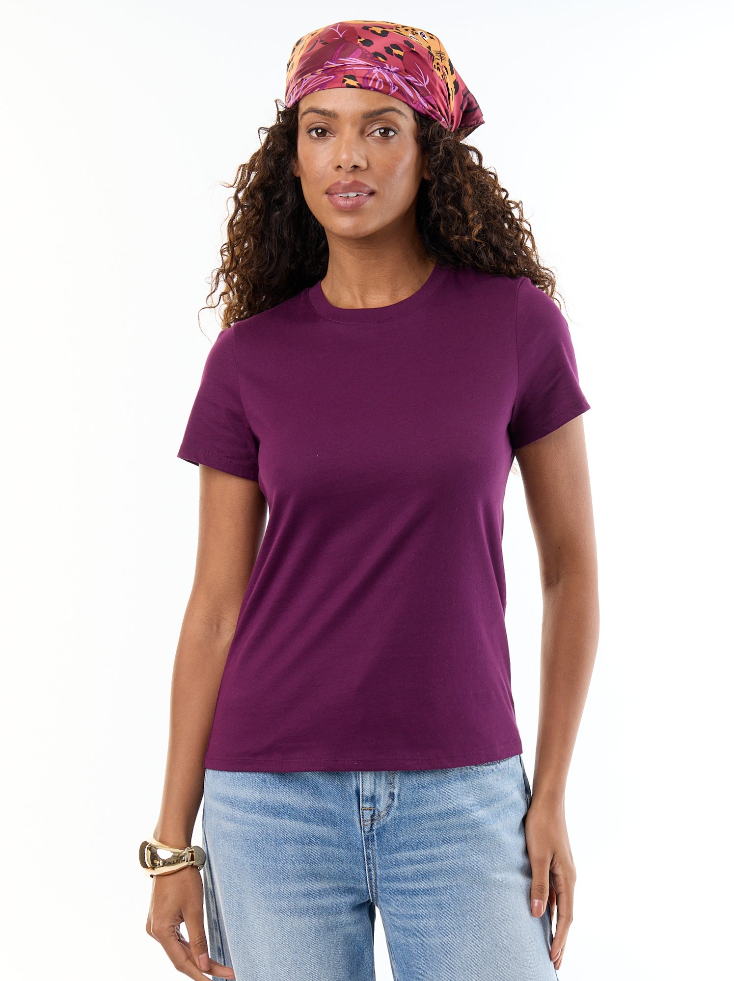 Tee-shirt en jersey manches courtes - Violet (ESW74_38)