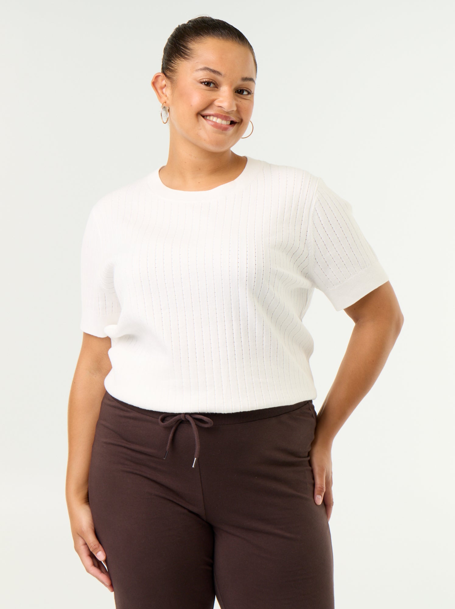 Tee-shirt en tricot ajouré - Blanc