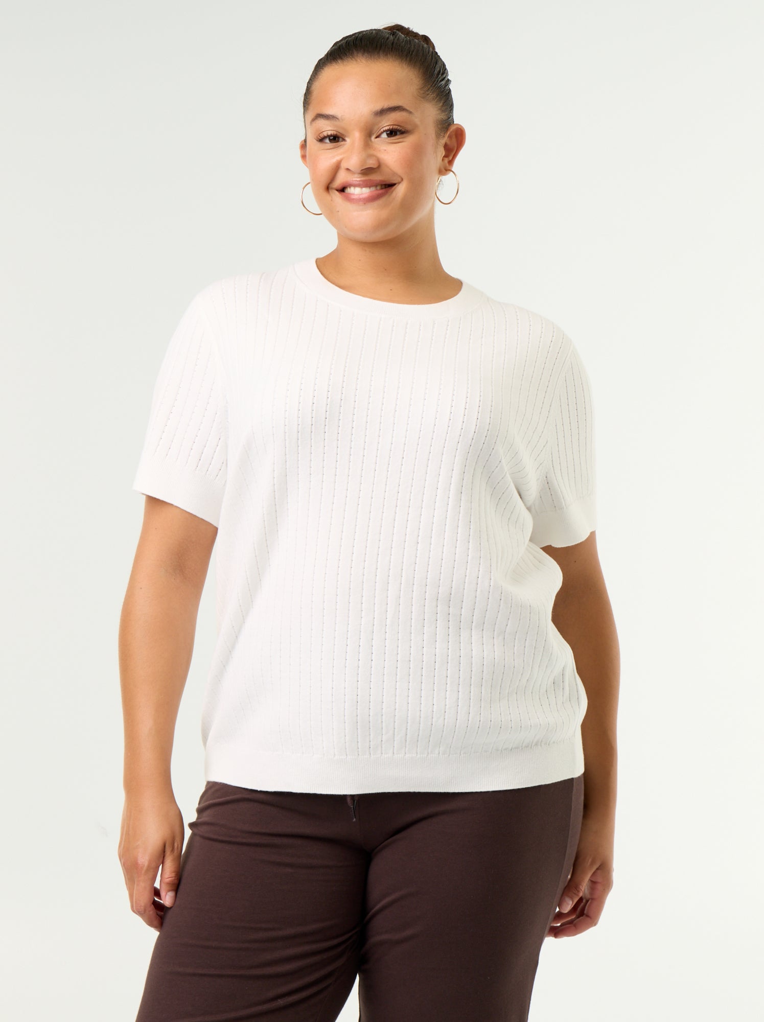Tee-shirt en tricot ajouré - Blanc