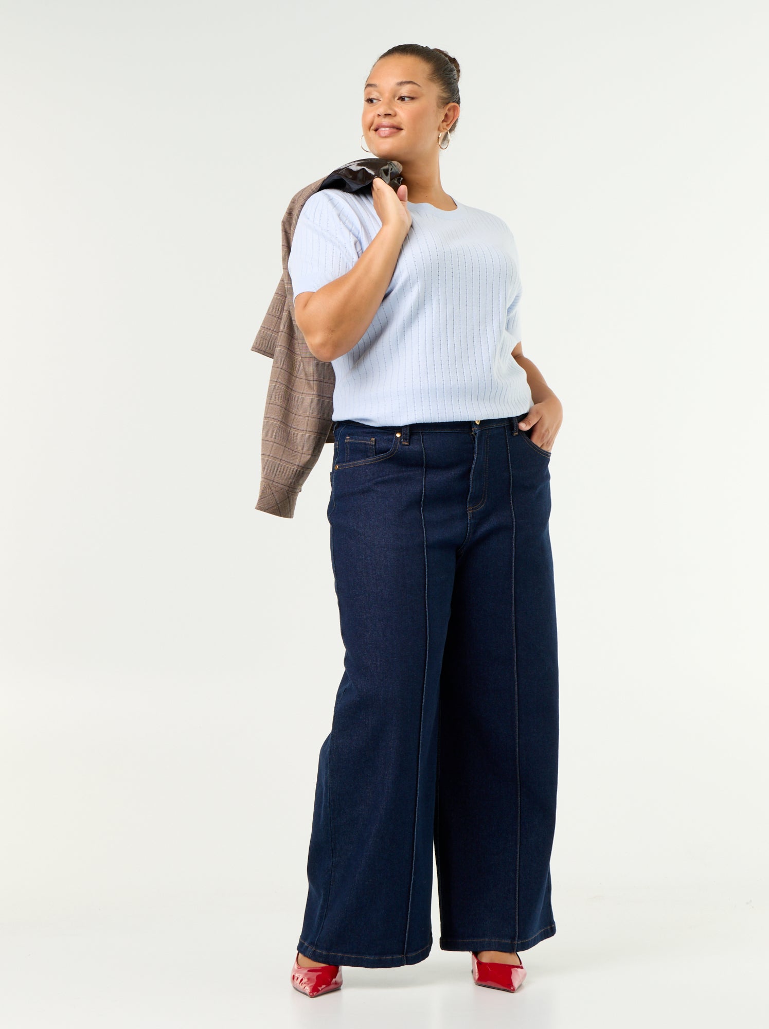 Tee-shirt en tricot ajouré - Bleu