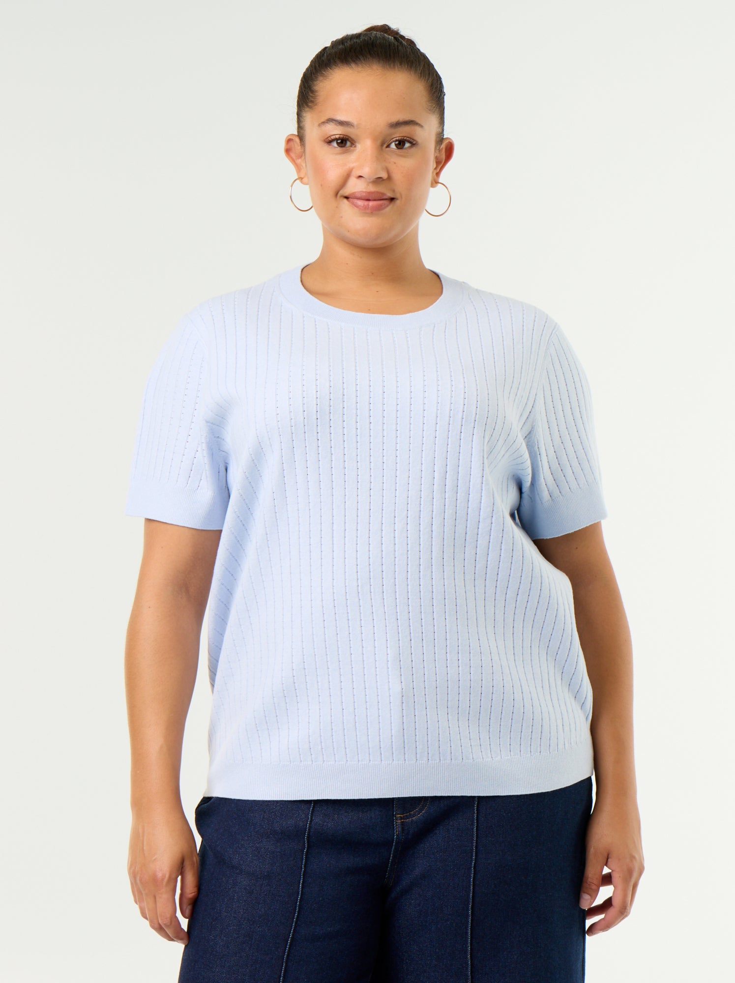 Tee-shirt en tricot ajouré - Bleu