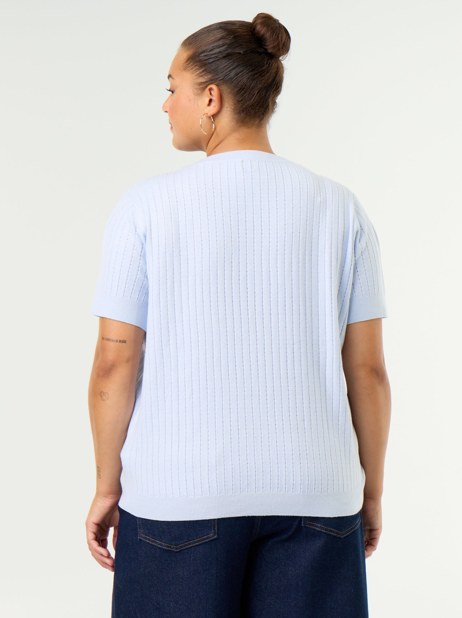 Tee-shirt en tricot ajouré - Bleu