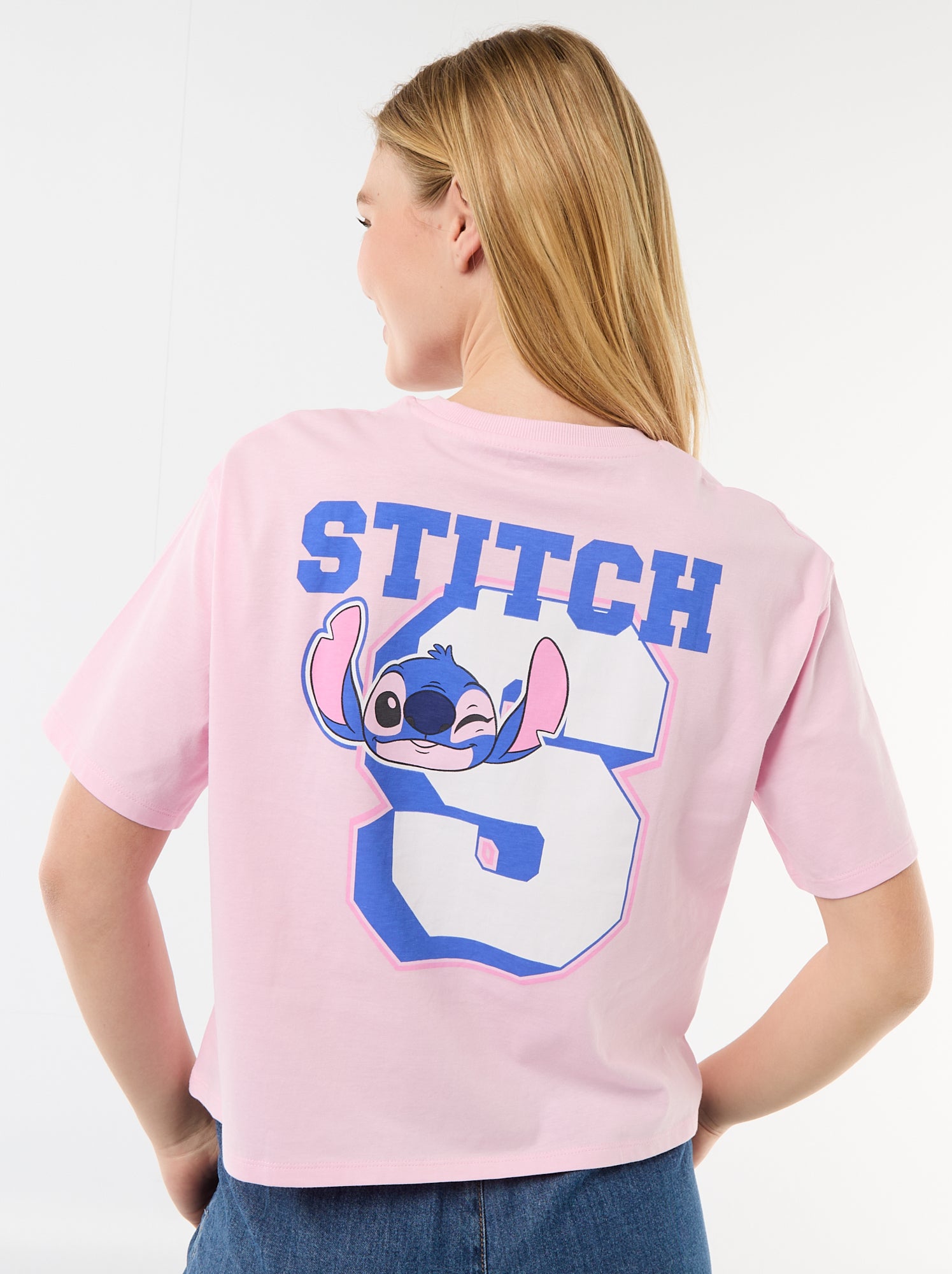 Tee-shirt imprimé 'Stitch' - Rose