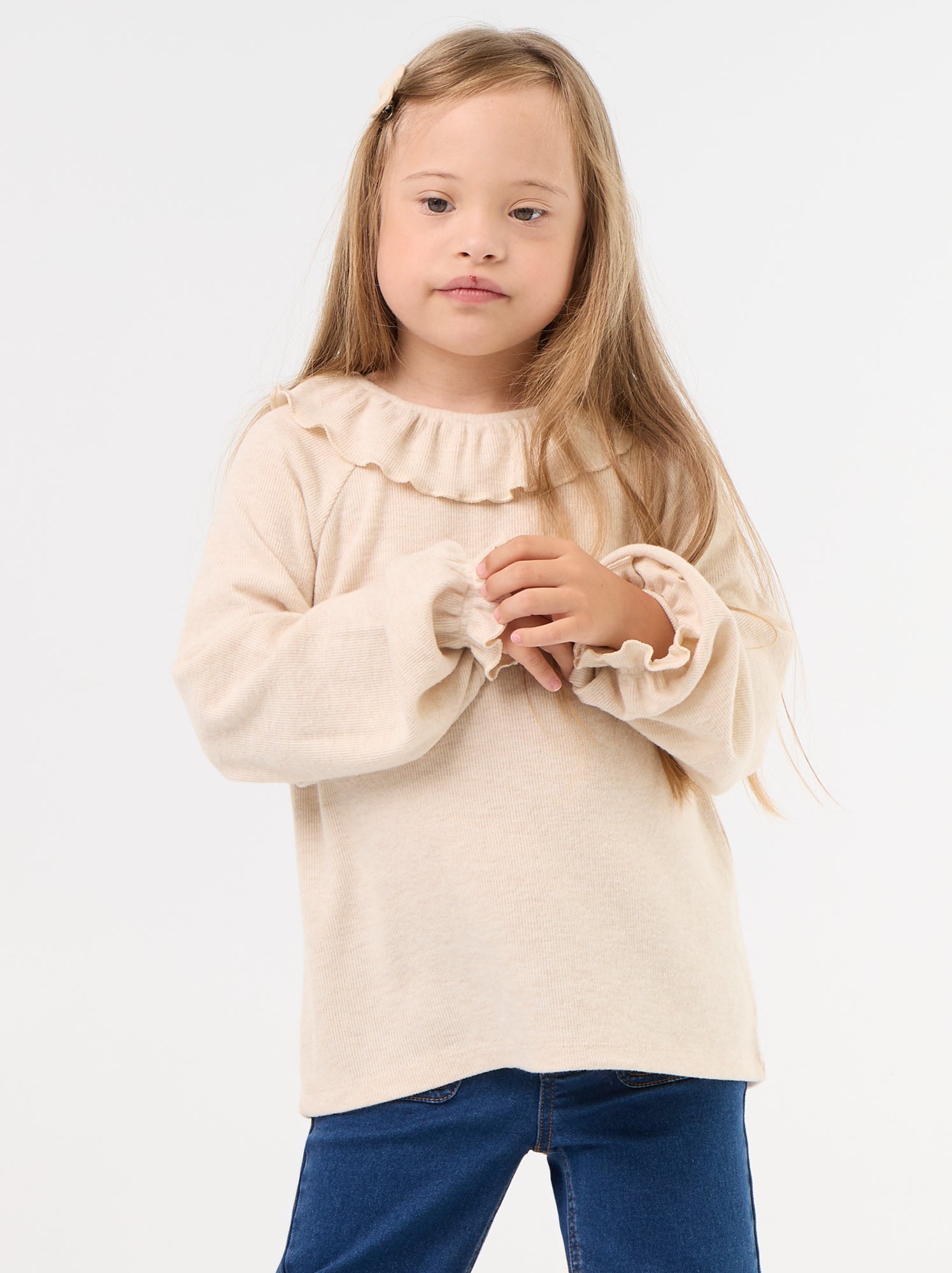 Tee-shirt maille doudou - collection facile à enfiler - Beige