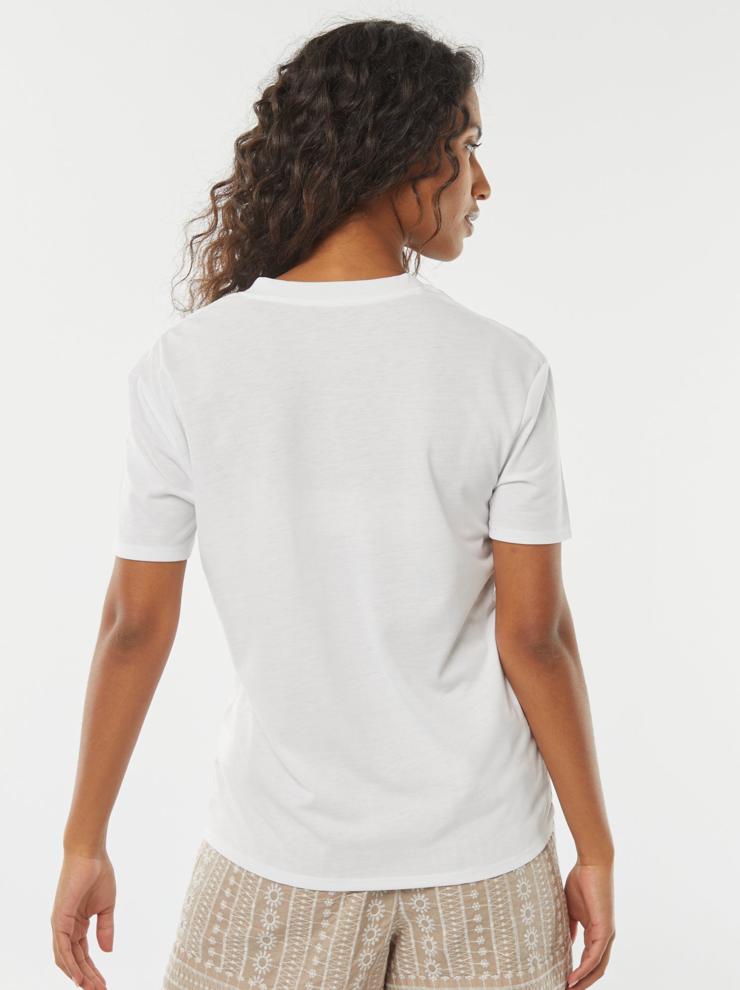 Tee-shirt manches courtes avec encolure en V - Blanc