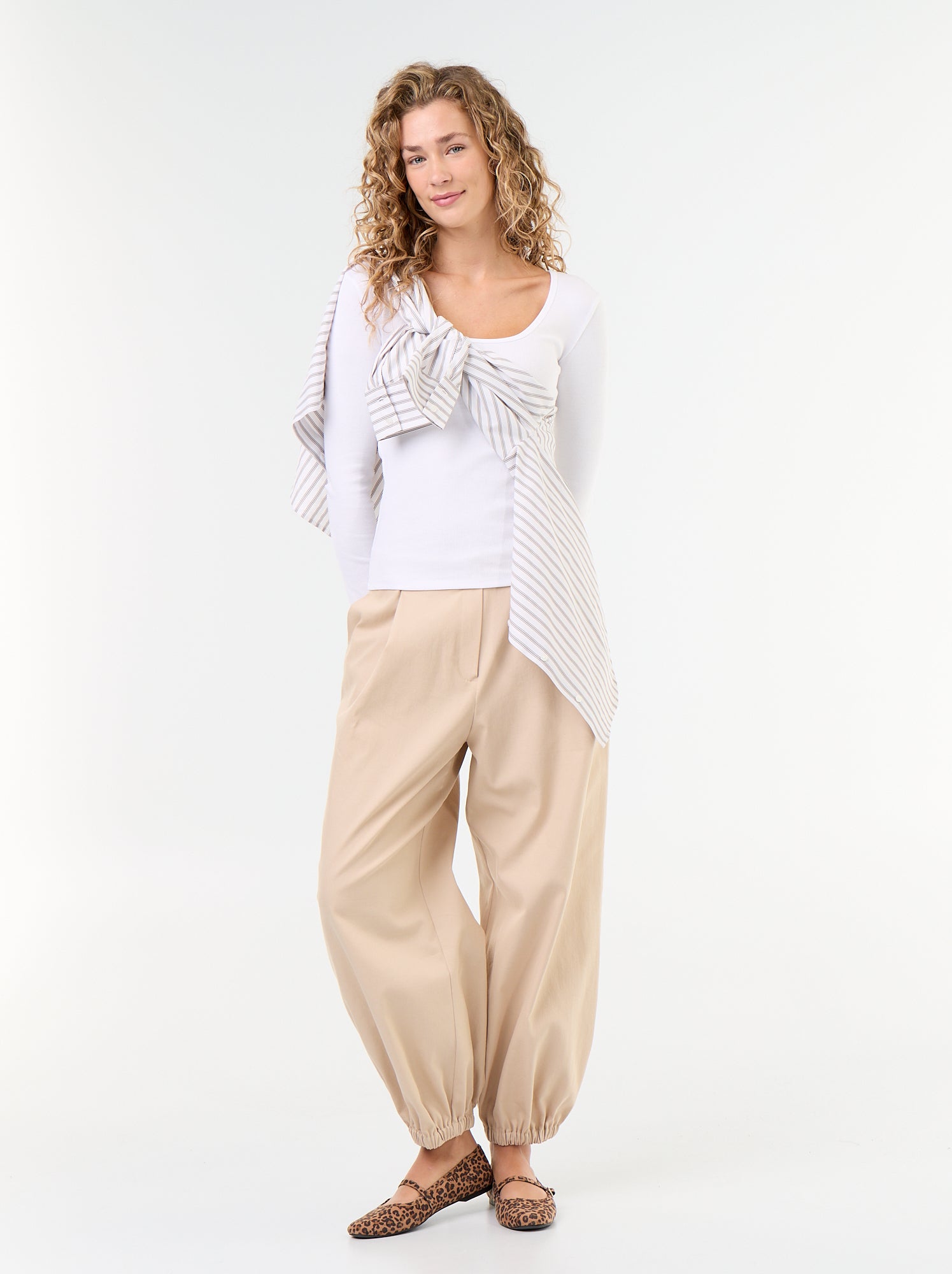 Tee-shirt manches longues en rib - Blanc