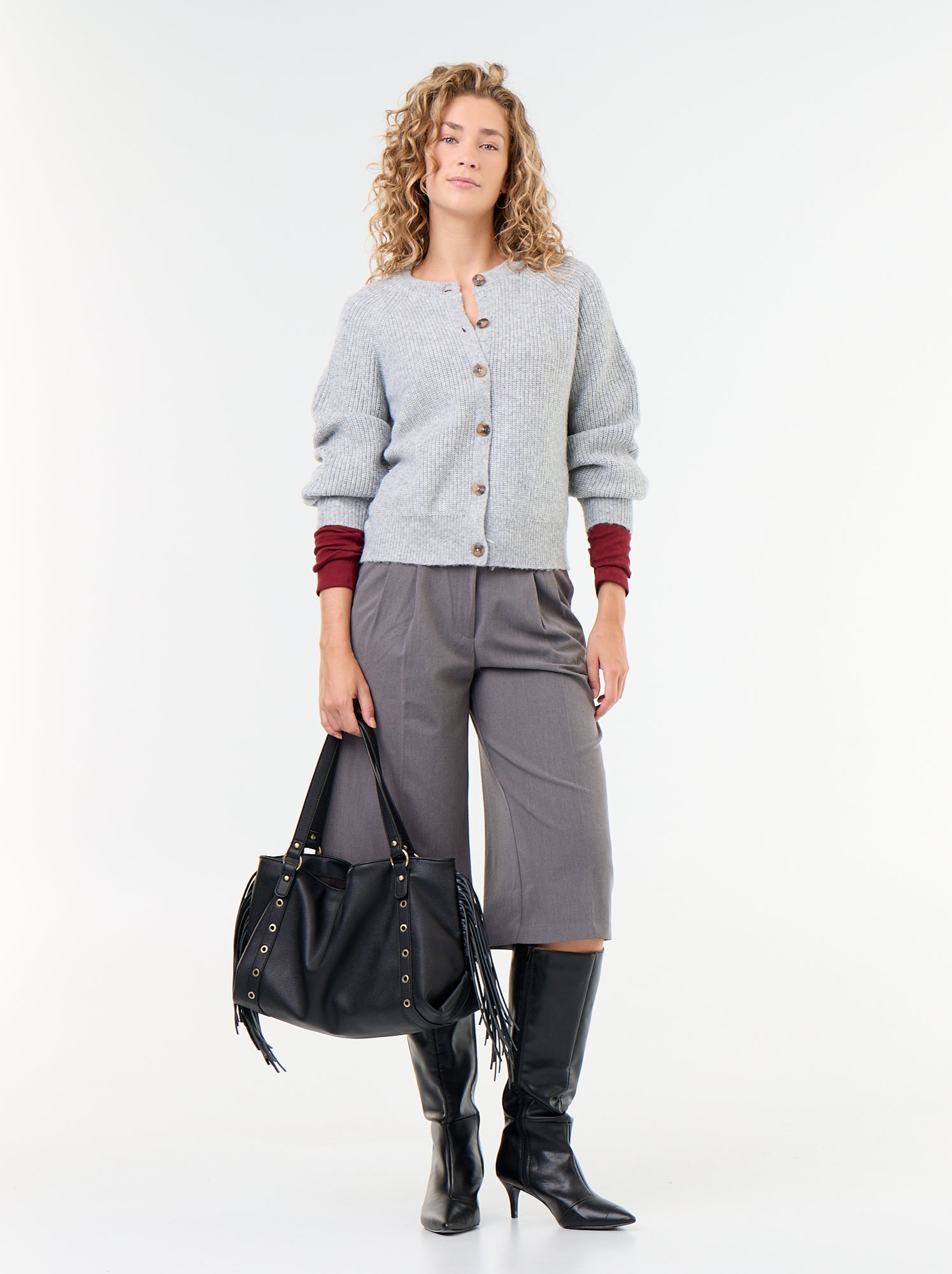 Tee-shirt manches longues en rib - Rouge