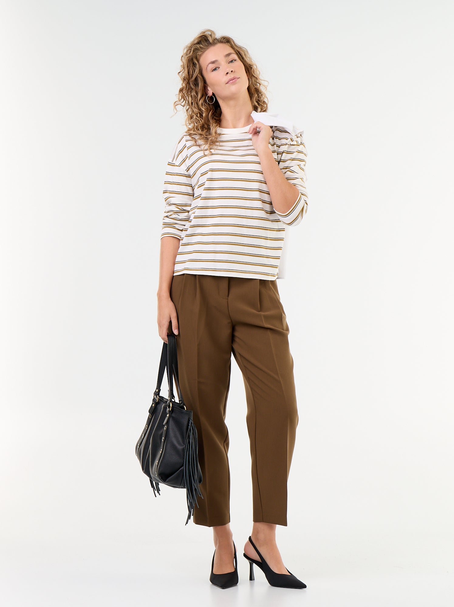 Tee-shirt manches longues rayé - Blanc (GFS25_2)