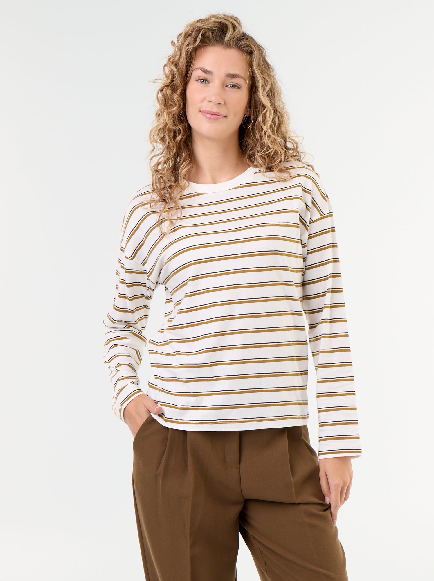 Tee-shirt manches longues rayé - Blanc (GFS25_2)