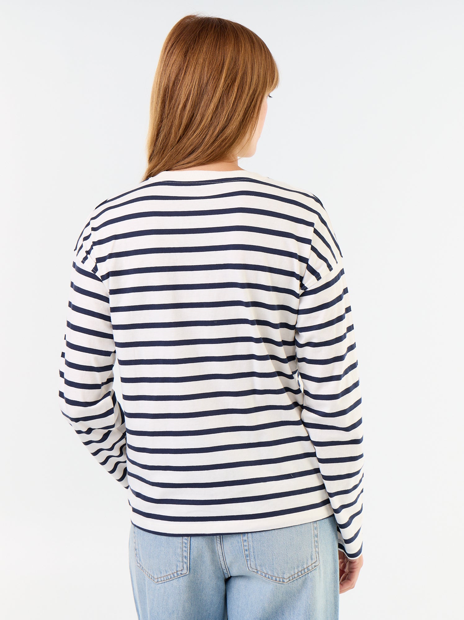 Tee-shirt manches longues rayé - Blanc (GFS25_3)