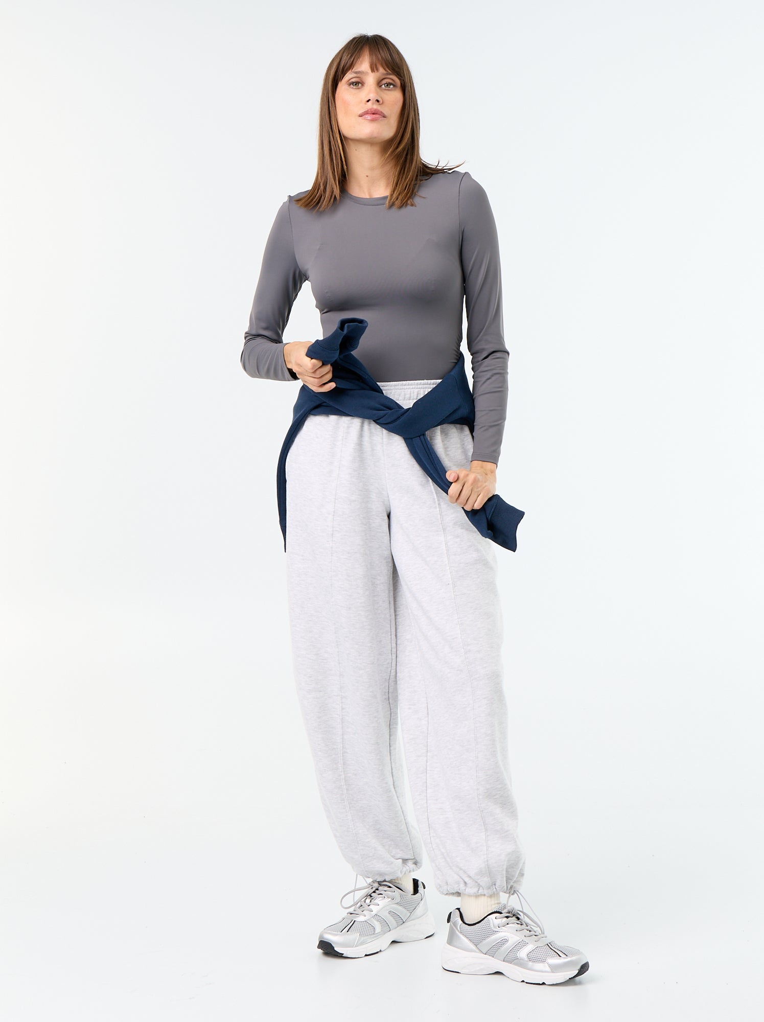 Tee-shirt moulant et plissé - Gris