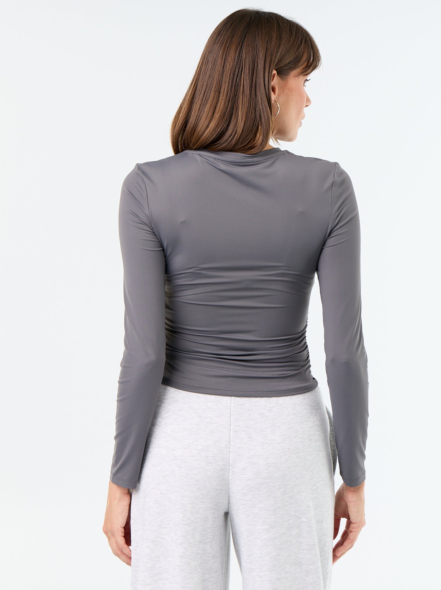 Tee-shirt moulant et plissé - Gris