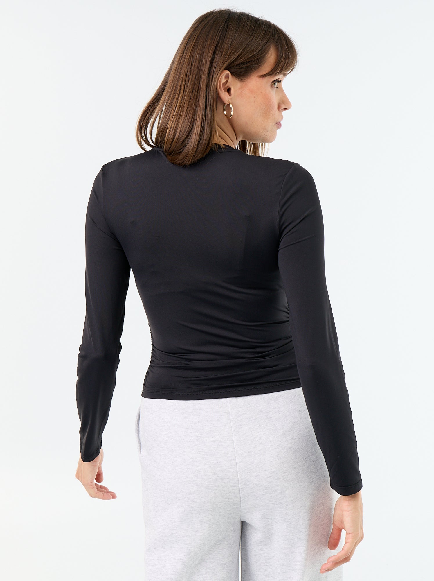 Tee-shirt moulant et plissé - Noir