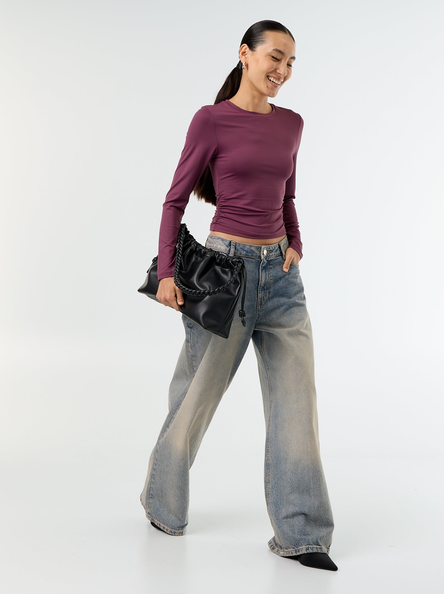 Tee-shirt moulant et plissé - Violet