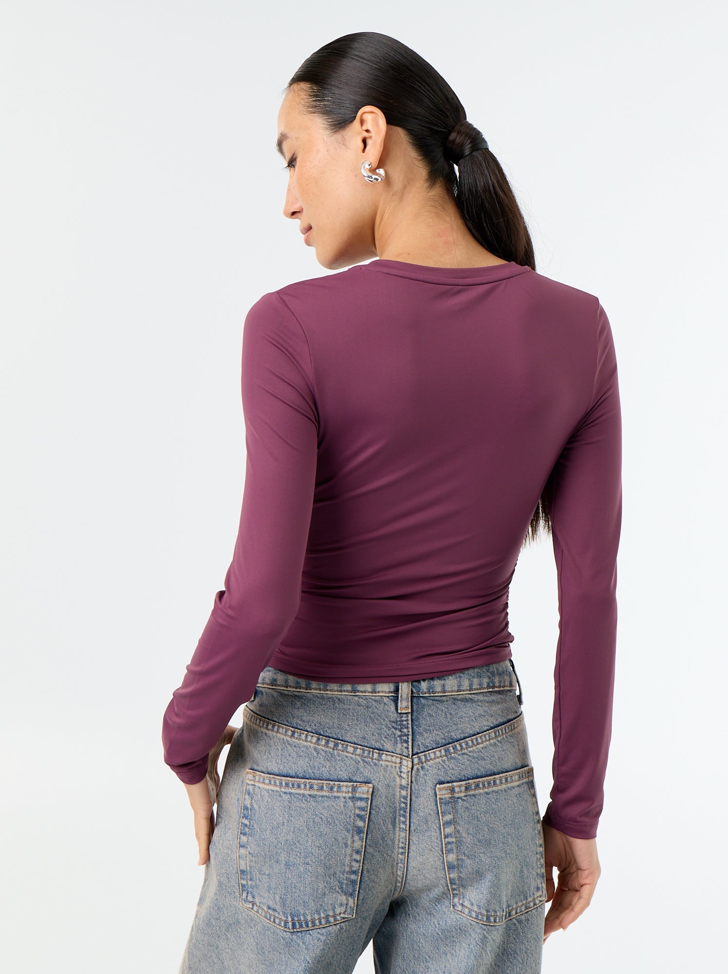 Tee-shirt moulant et plissé - Violet