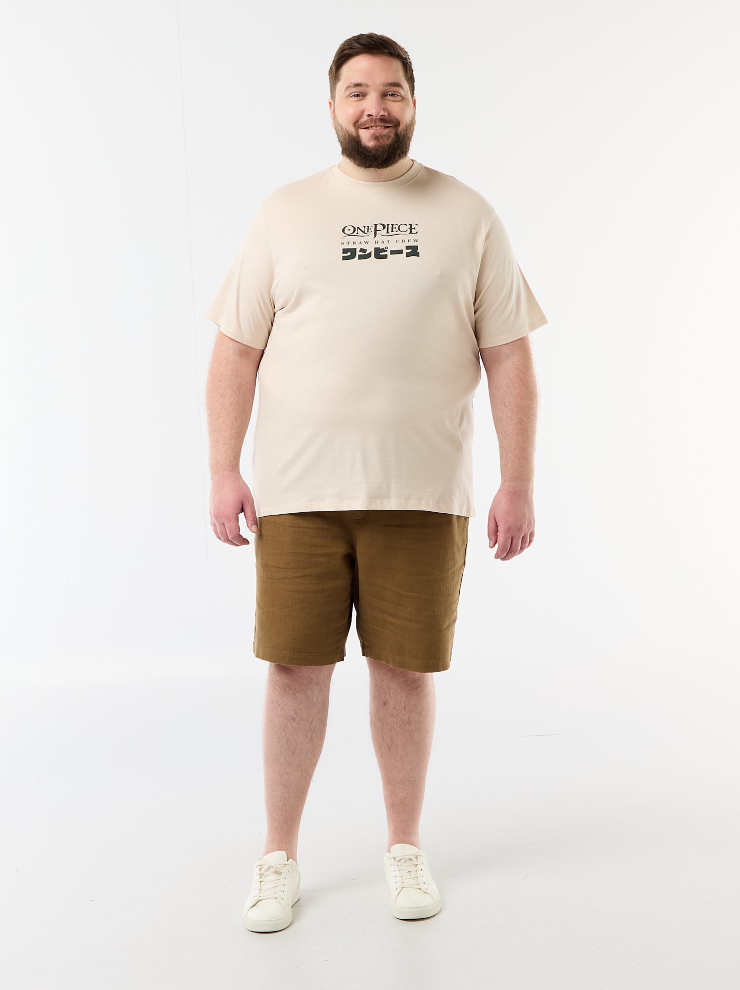 Tee-shirt 'One Piece' à manches courtes - Gris