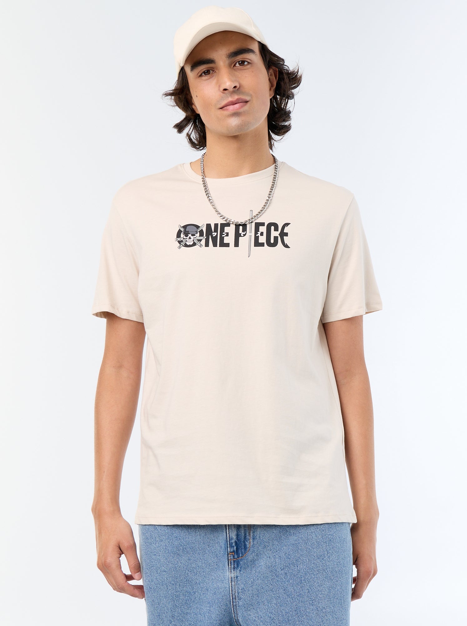 Tee-shirt 'One Piece' manches courtes - Gris