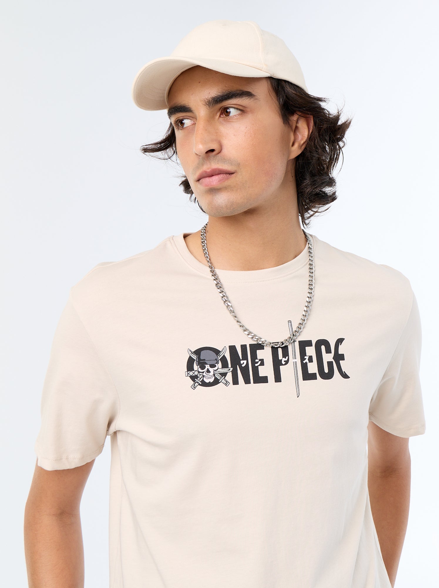 Tee-shirt 'One Piece' manches courtes - Gris