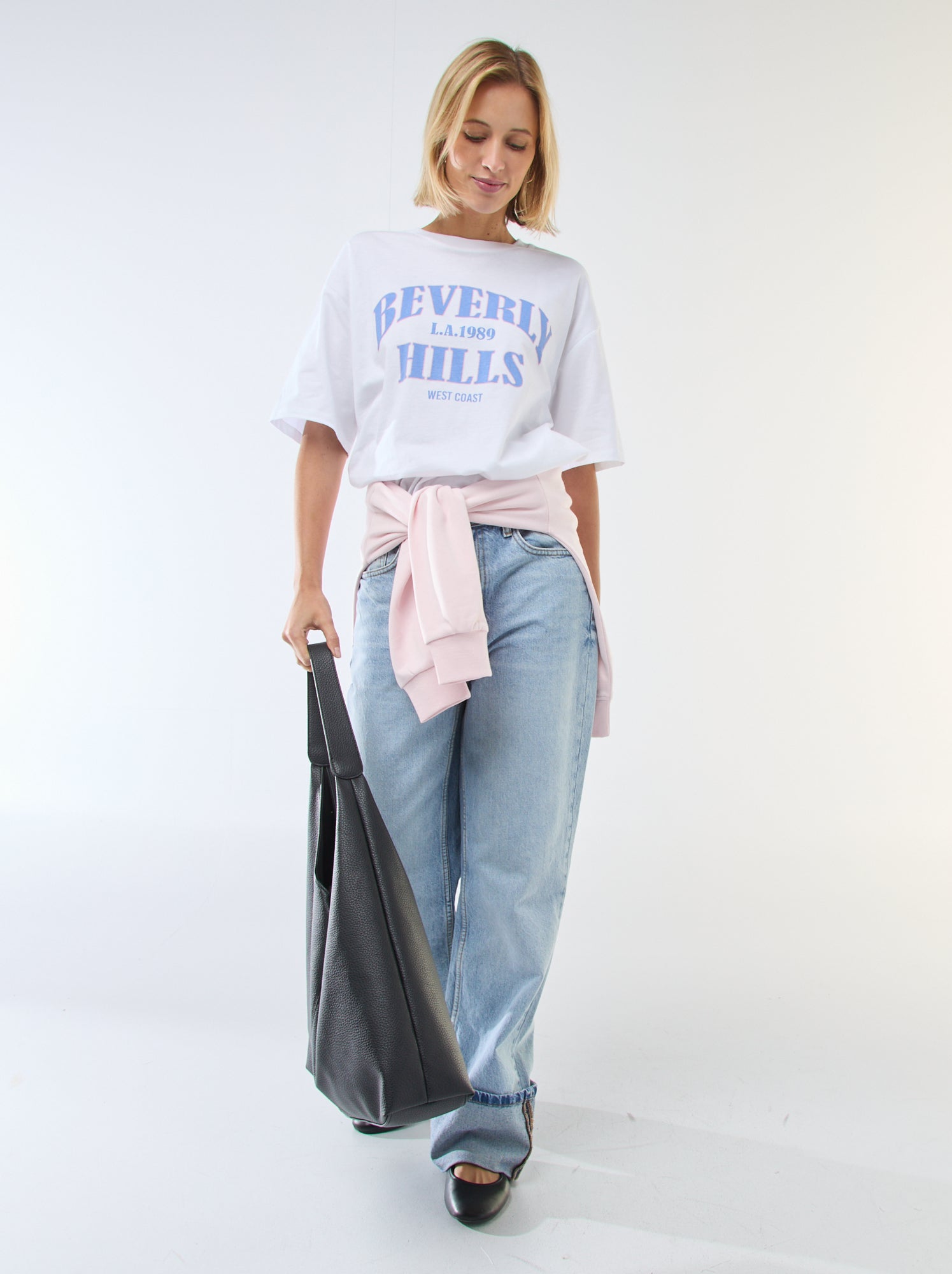 Tee-shirt oversize à message - Blanc (ESD21_1)