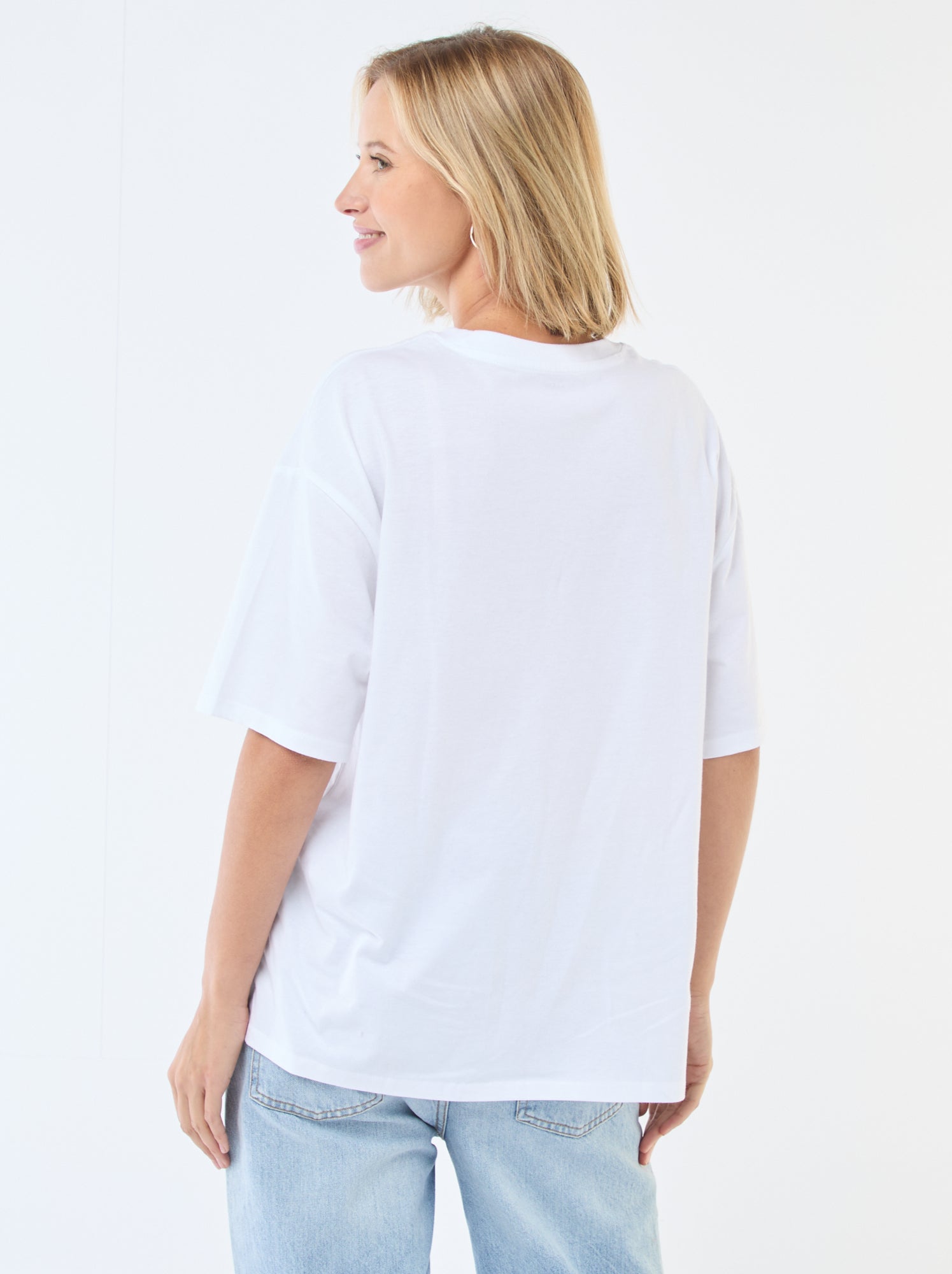 Tee-shirt oversize à message - Blanc (ESD21_1)