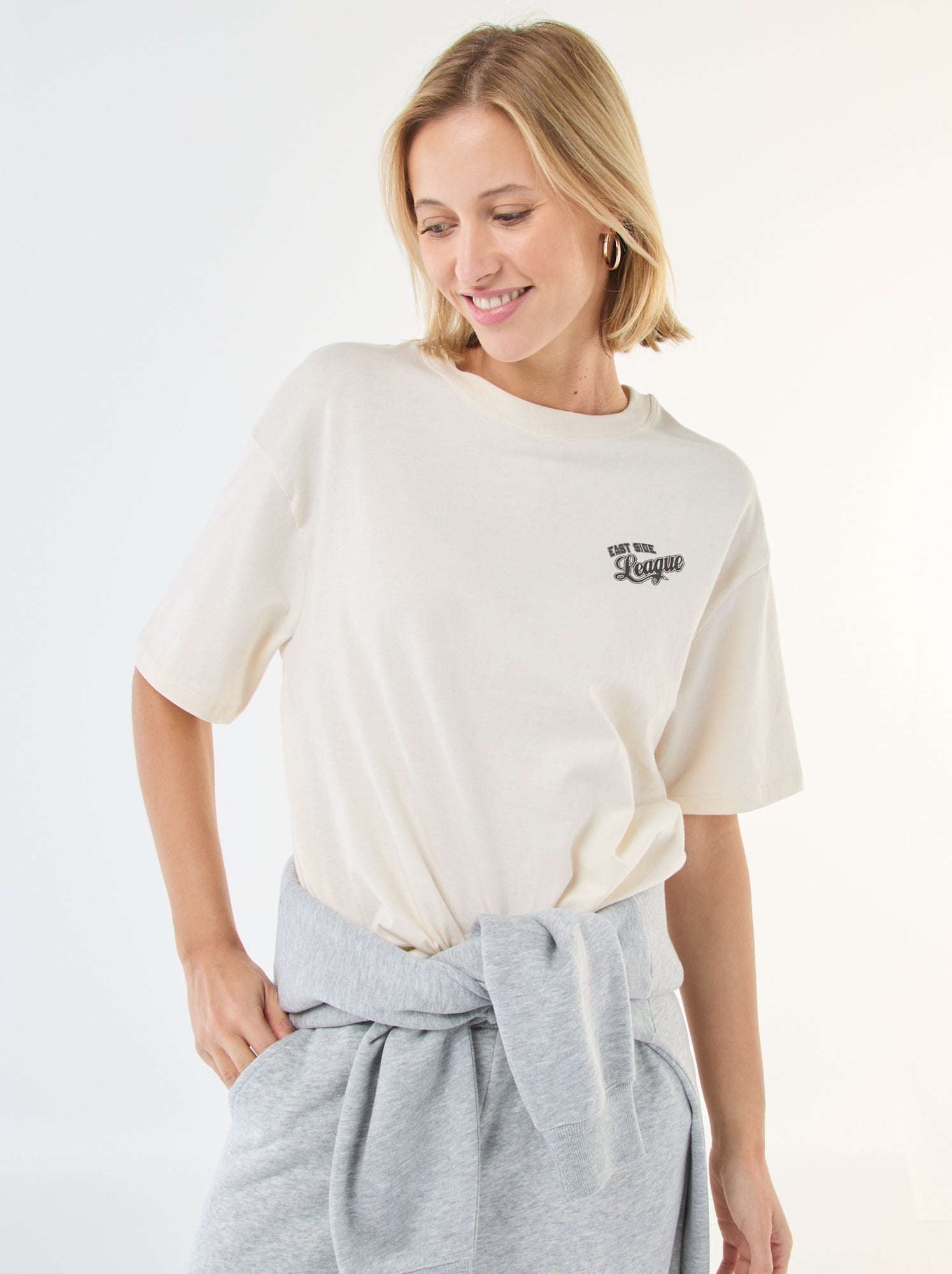 Tee-shirt oversize à message - Blanc (ESD21_2)