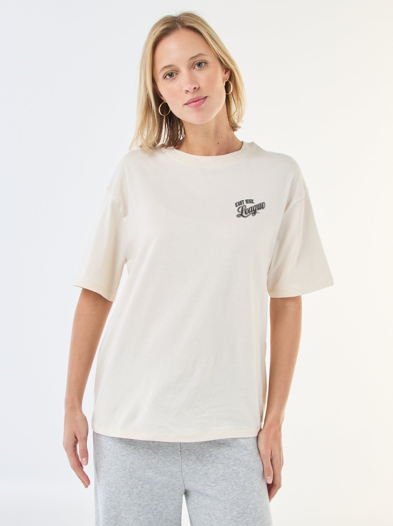 Tee-shirt oversize à message - Blanc (ESD21_2)