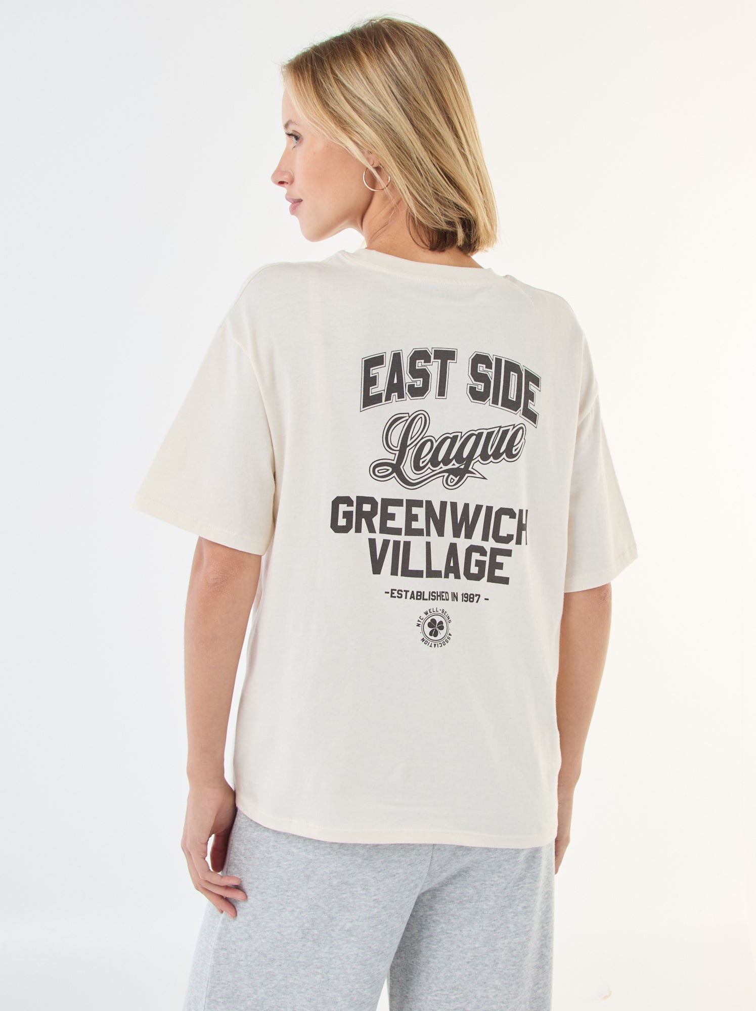 Tee-shirt oversize à message - Blanc (ESD21_2)