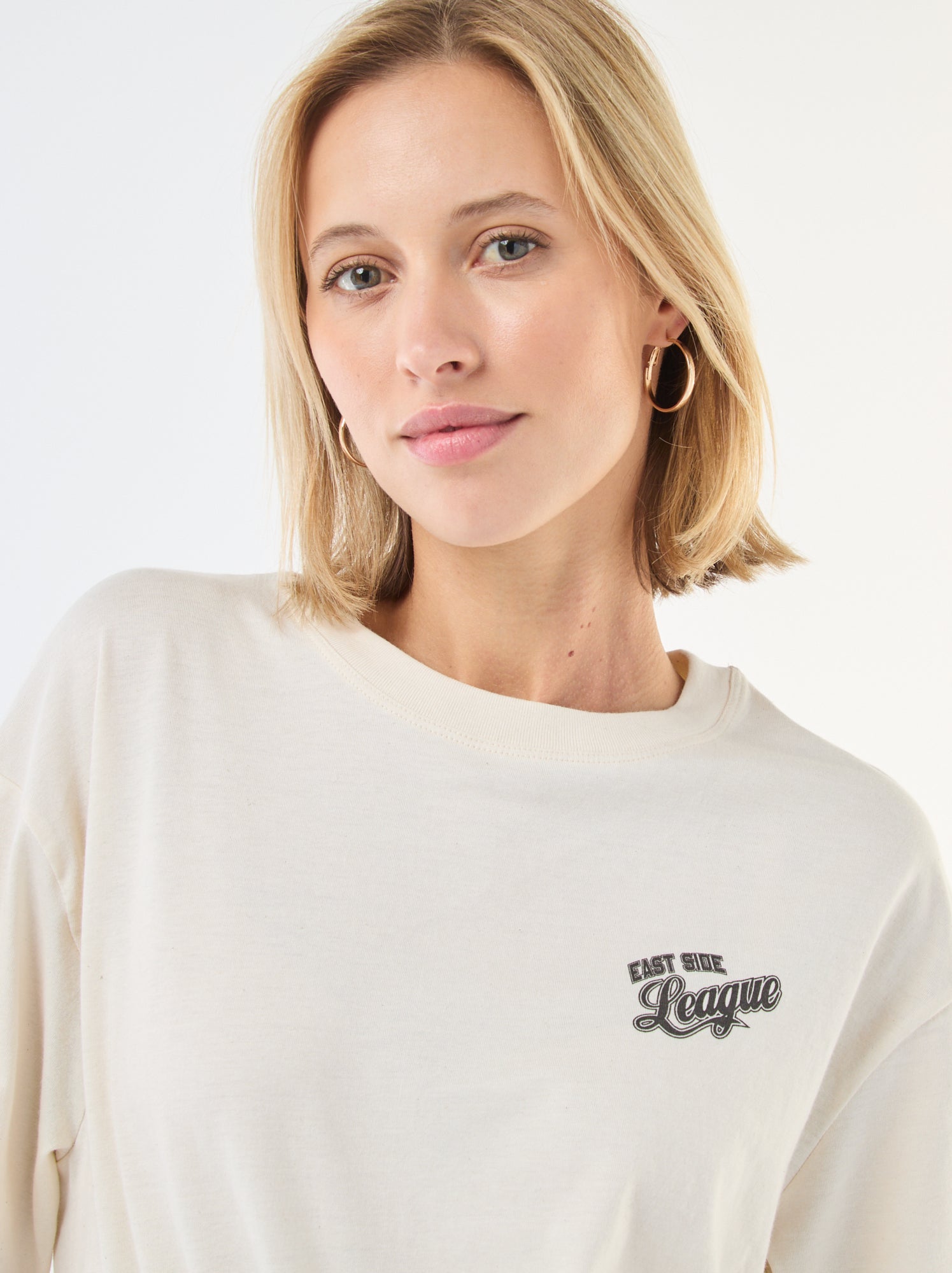 Tee-shirt oversize à message - Blanc (ESD21_2)