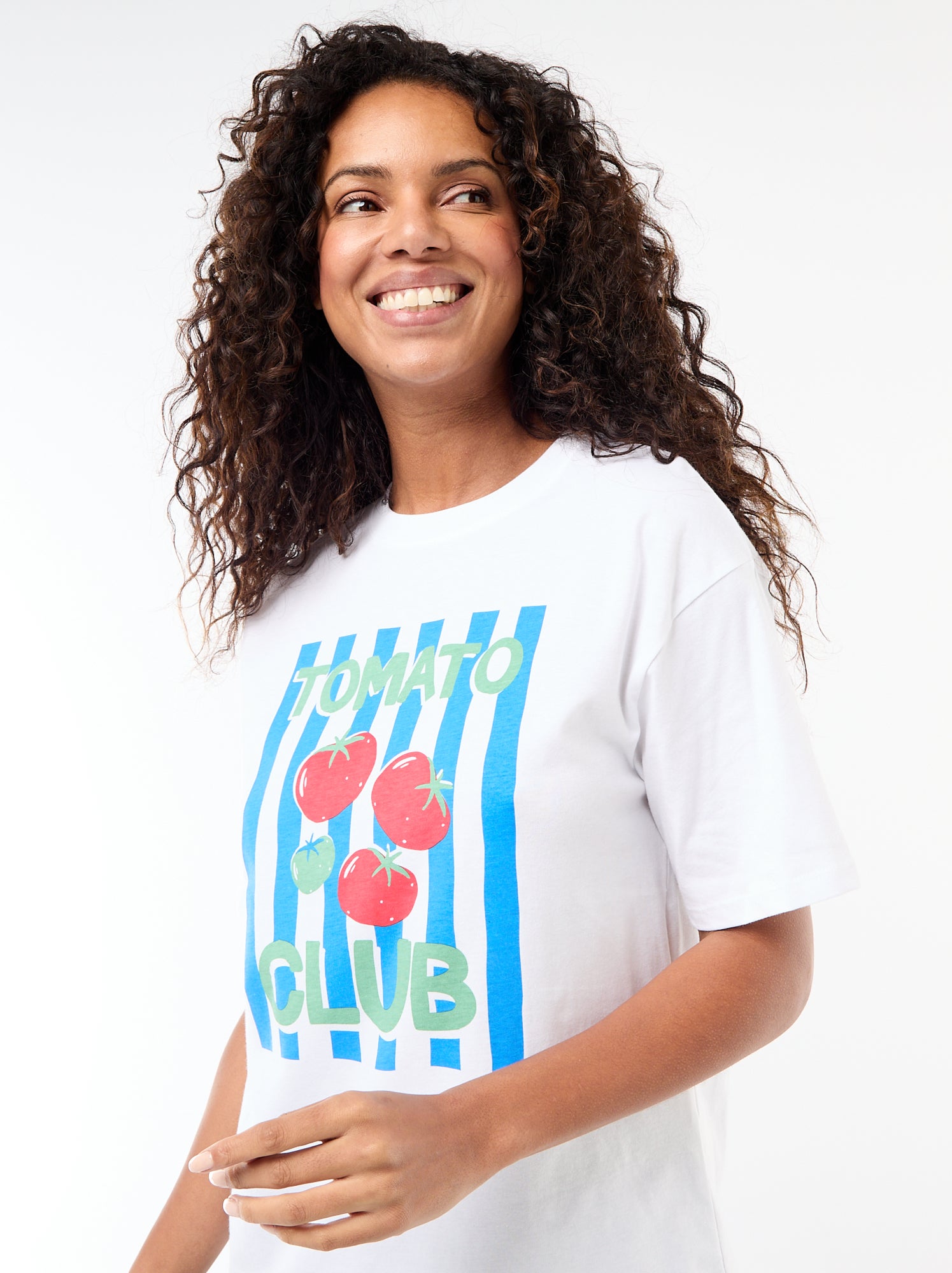 Tee-shirt oversize à message - Blanc (ESD21_5)