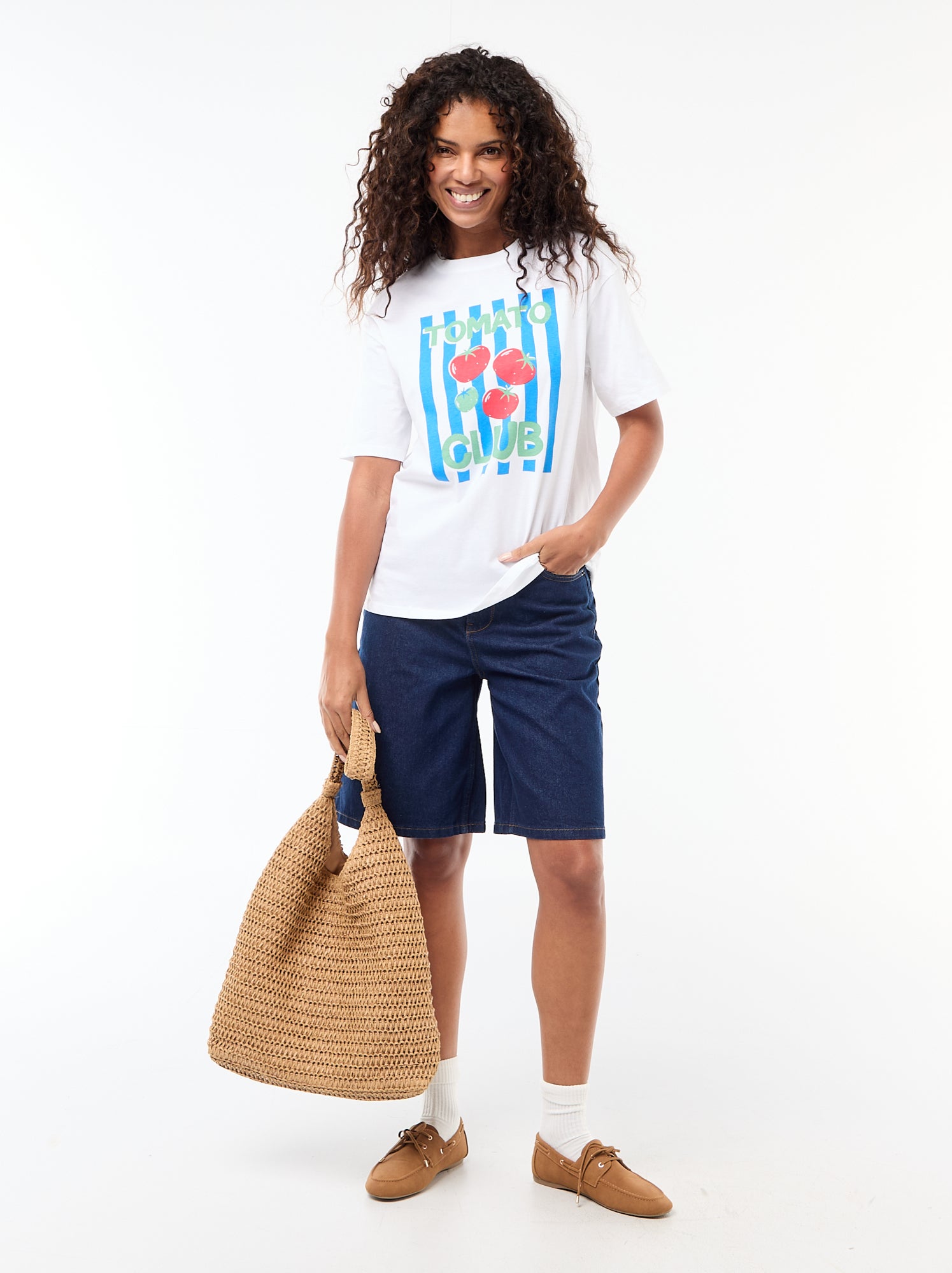 Tee-shirt oversize à message - Blanc (ESD21_5)