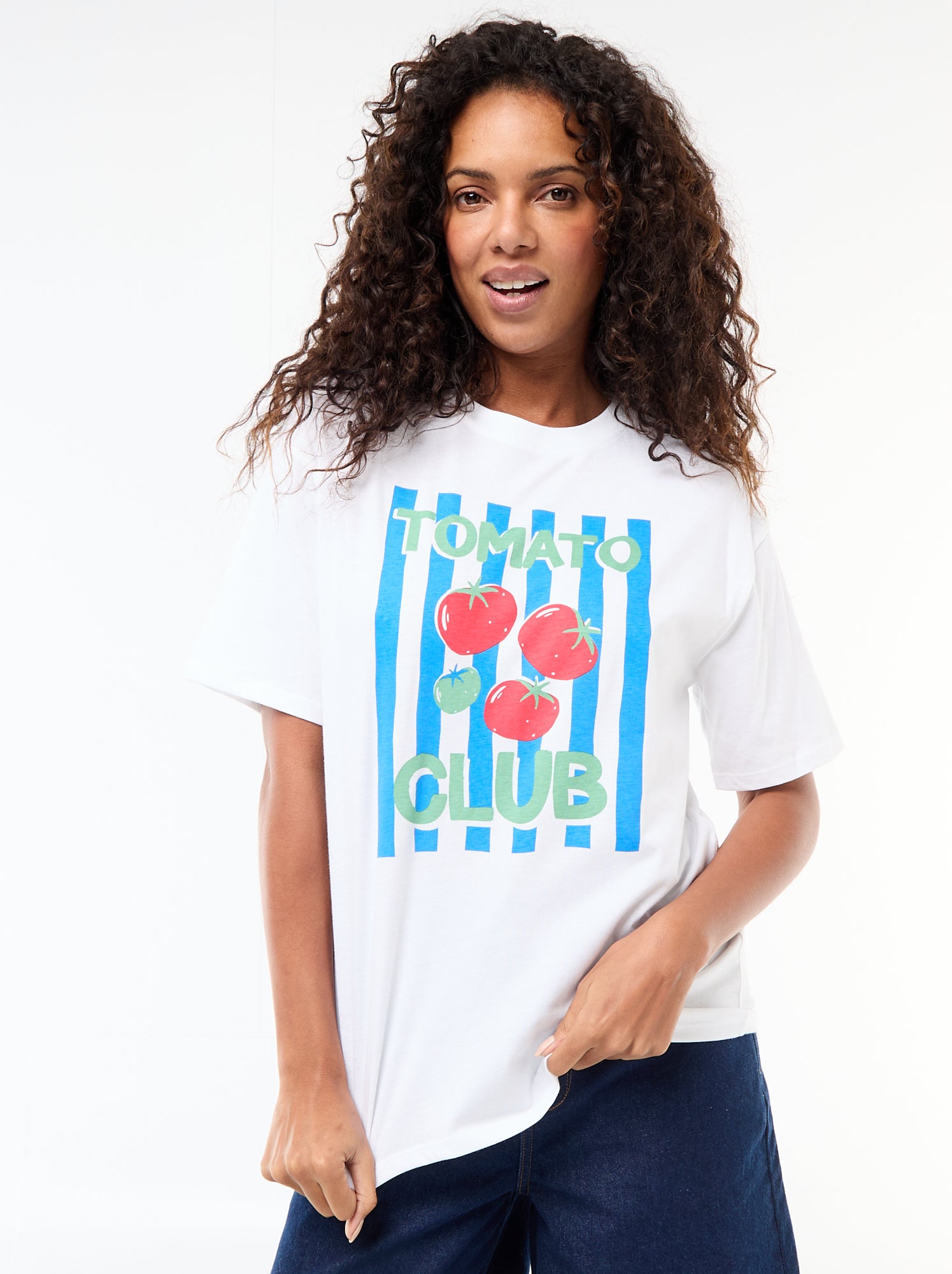 Tee-shirt oversize à message - Blanc (ESD21_5)
