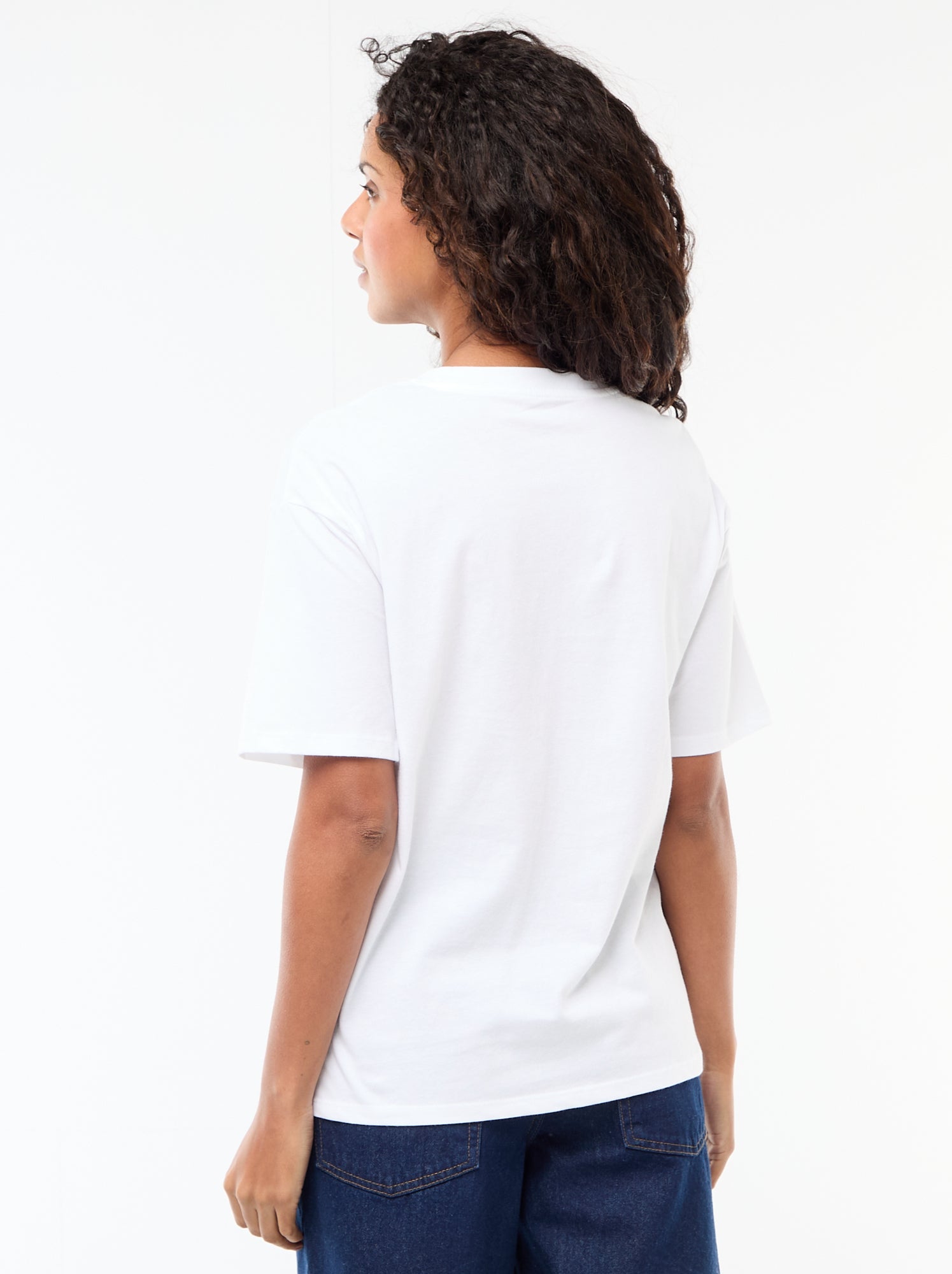Tee-shirt oversize à message - Blanc (ESD21_5)
