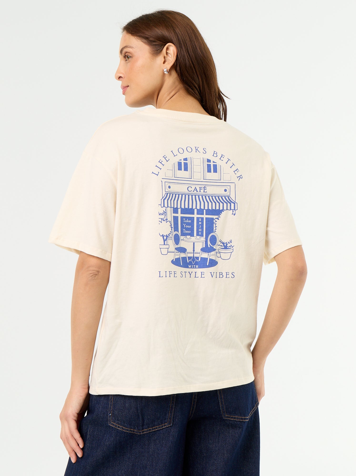 Tee-shirt oversize à message - Blanc (ESD21_6)