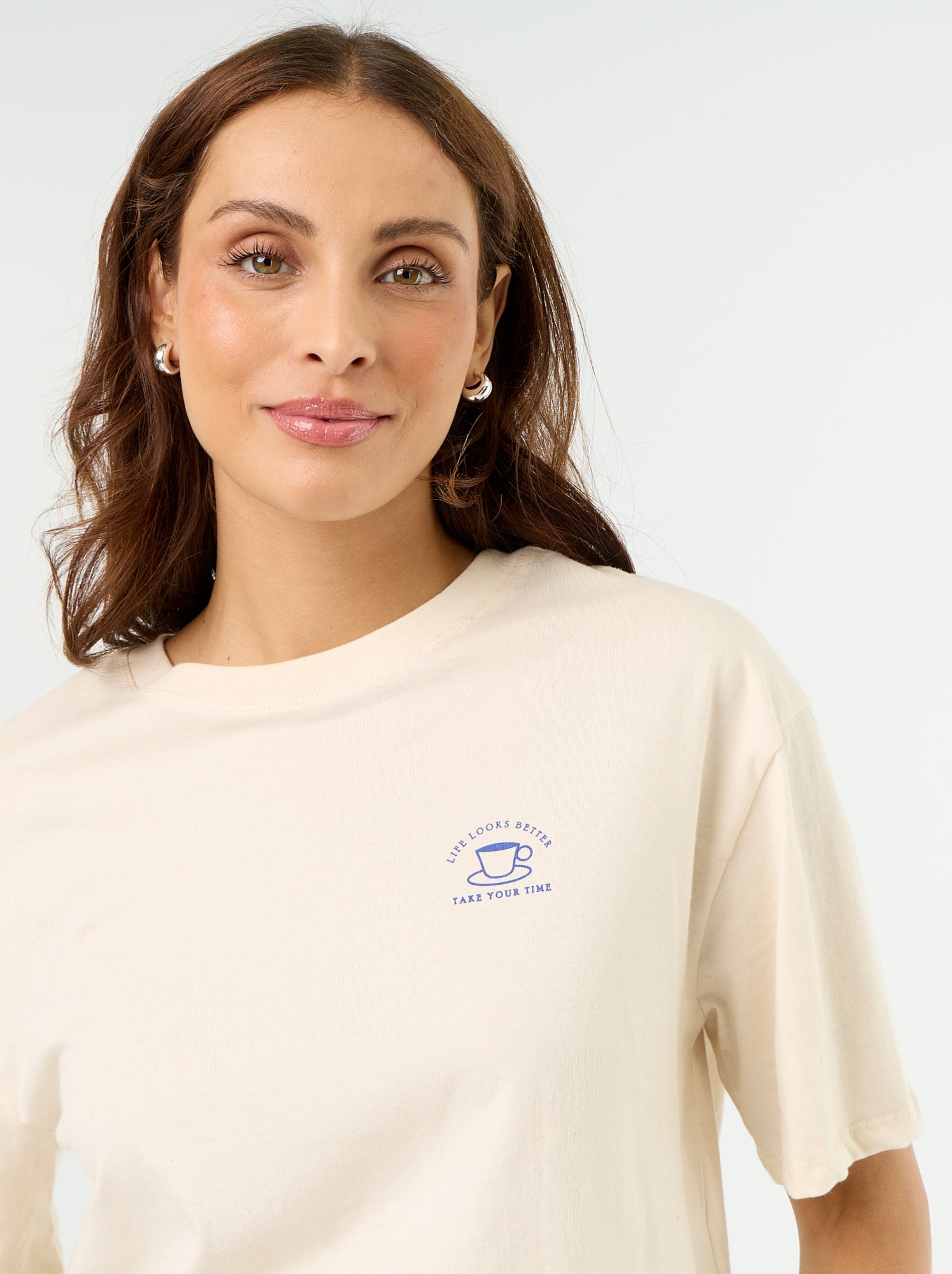 Tee-shirt oversize à message - Blanc (ESD21_6)