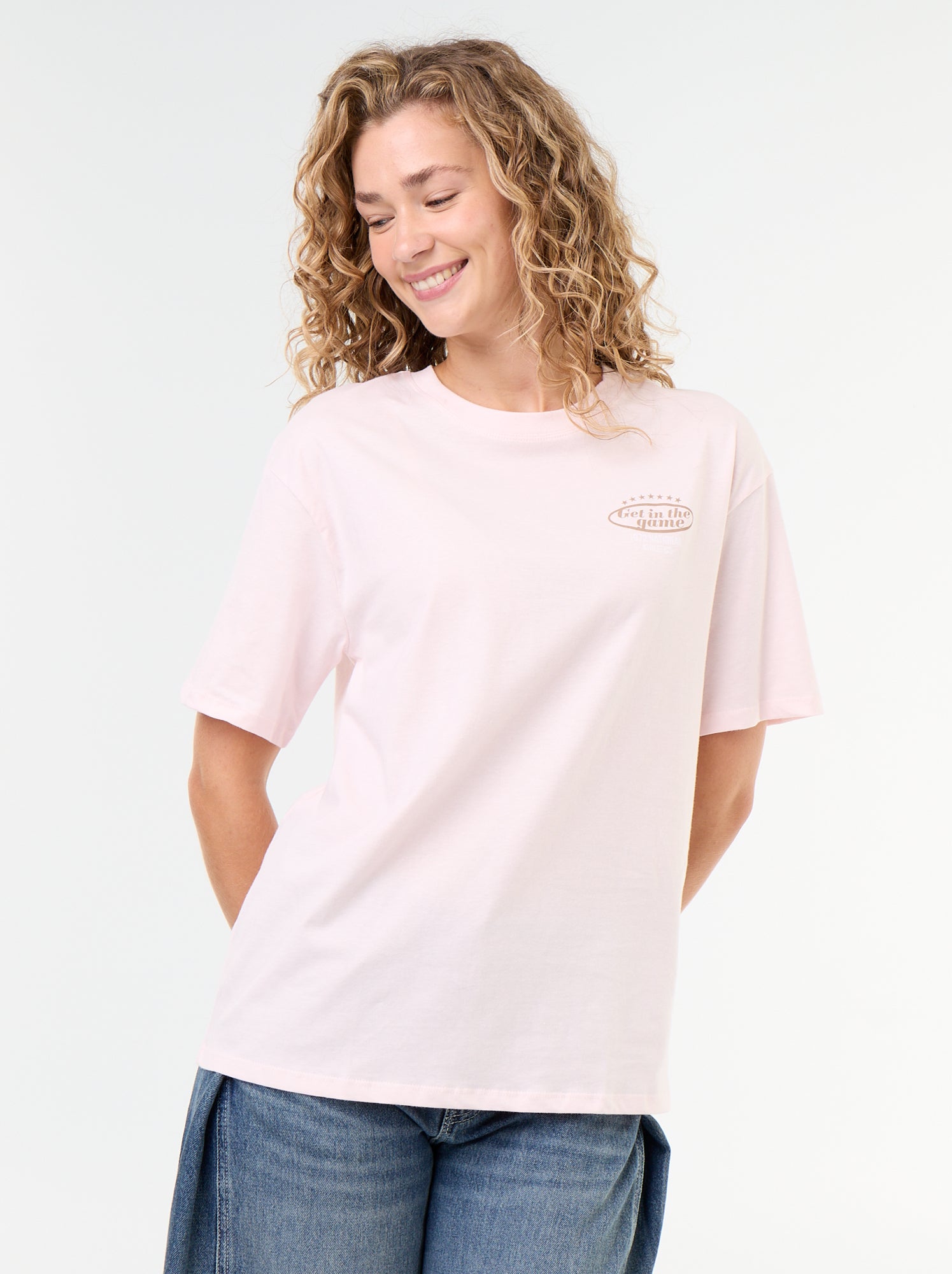 Tee-shirt oversize à message - Rose