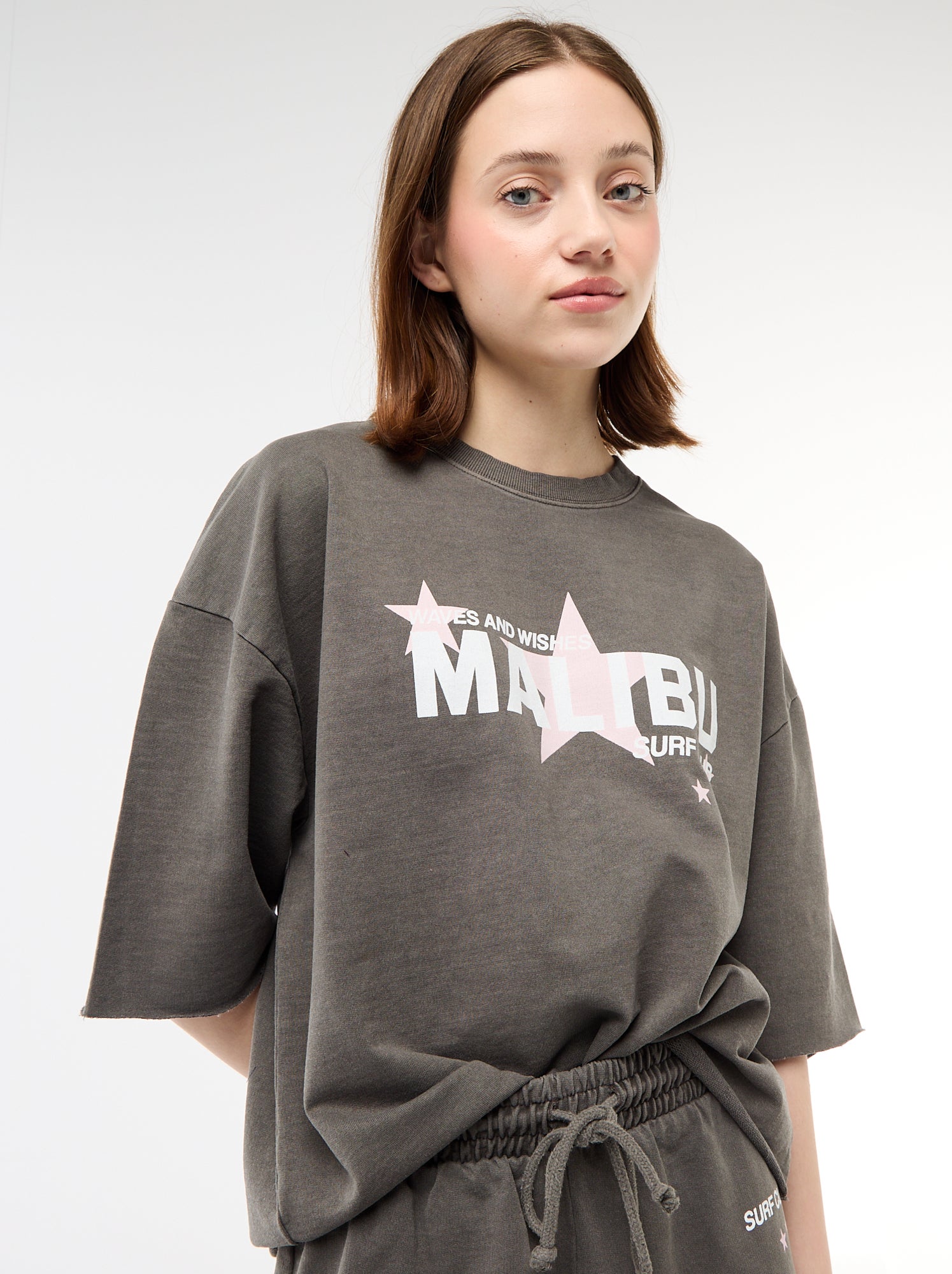 Tee-shirt oversize avec inscription - Gris