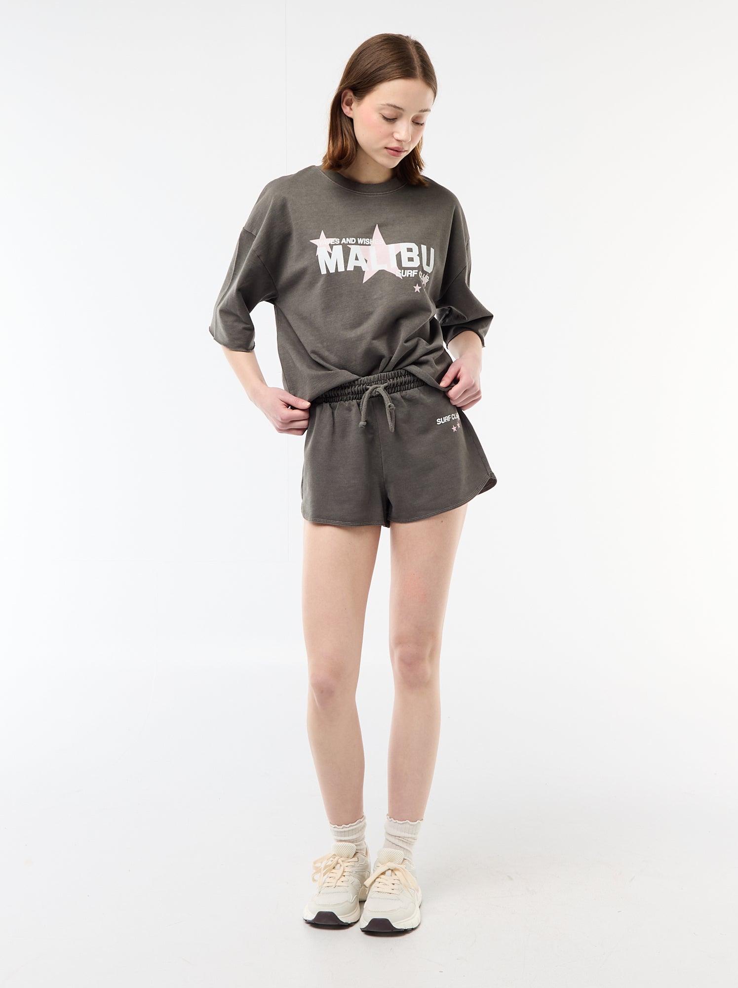 Tee-shirt oversize avec inscription - Gris