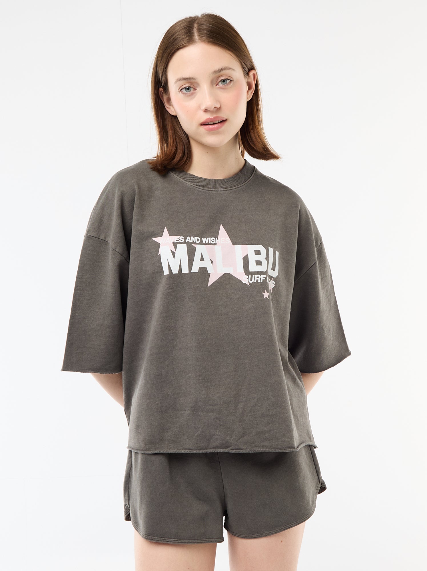 Tee-shirt oversize avec inscription - Gris