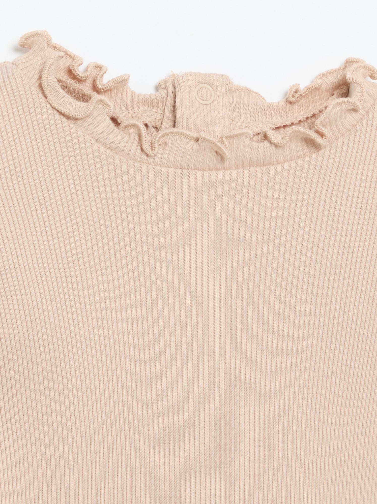 Tee-shirt rib col ondulé - Beige (ETZ73_12)