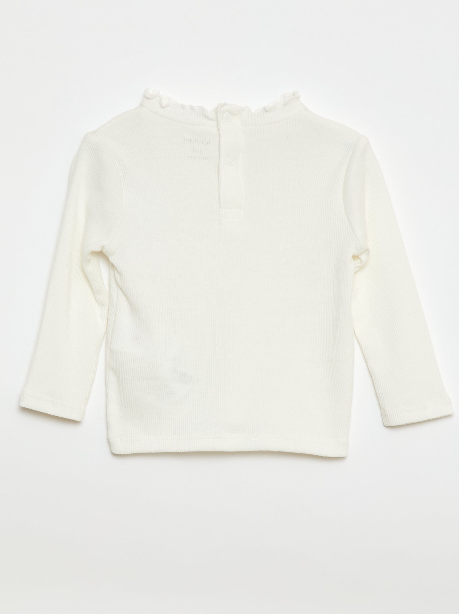 Tee-shirt rib col ondulé - Blanc (ETZ73_1)