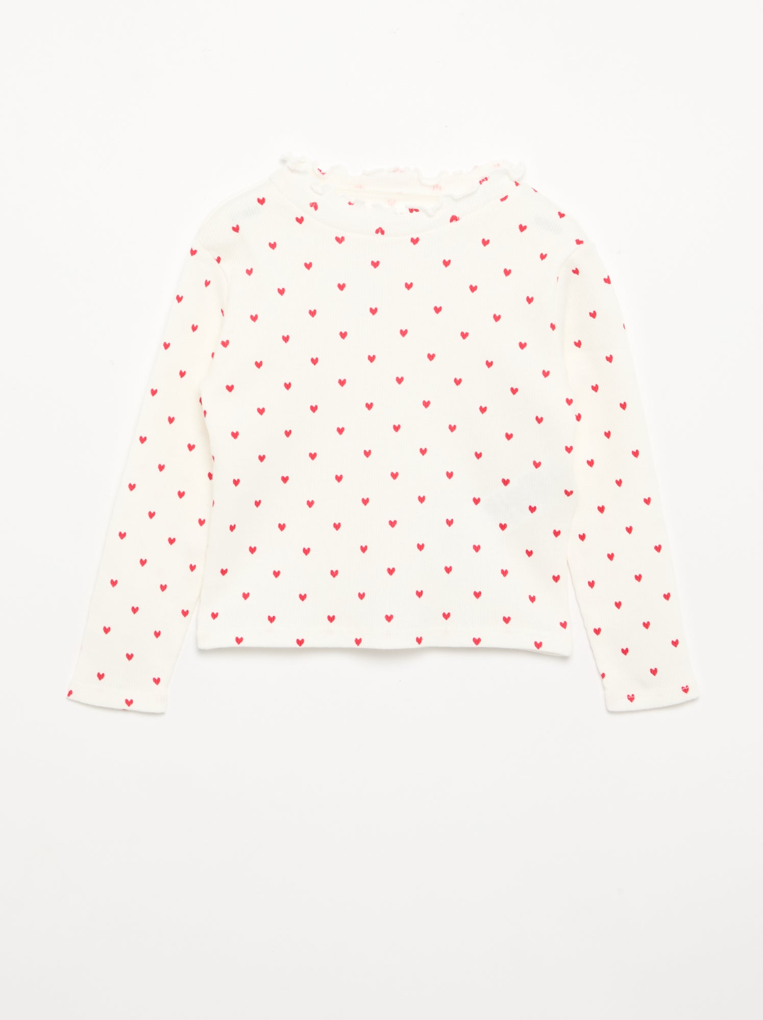Tee-shirt rib col ondulé - Blanc (ETZ73_10)